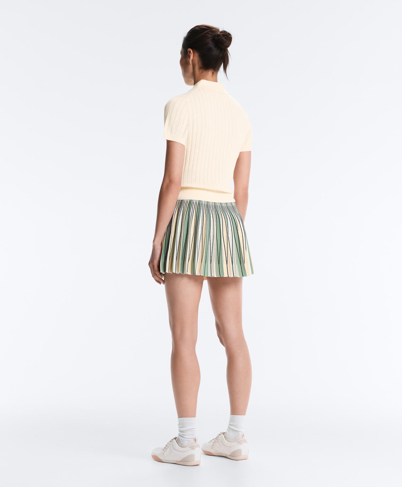High rise seamless pleated skirt — PALE ECRU