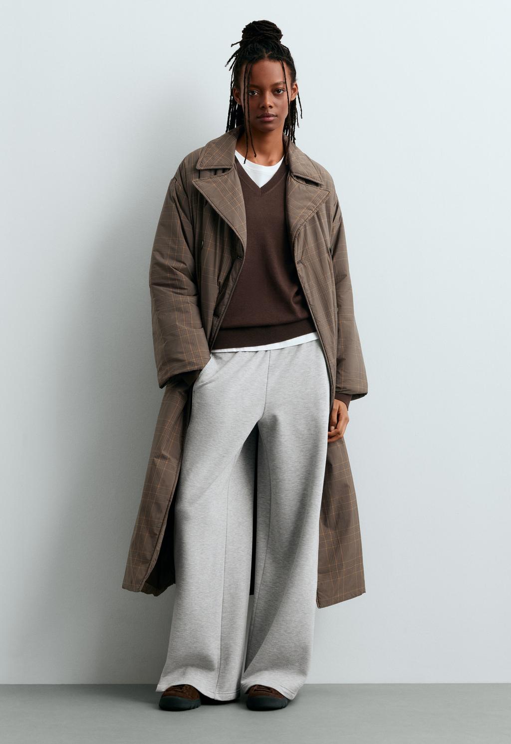 Oysho Straight-leg brushed piqué trousers