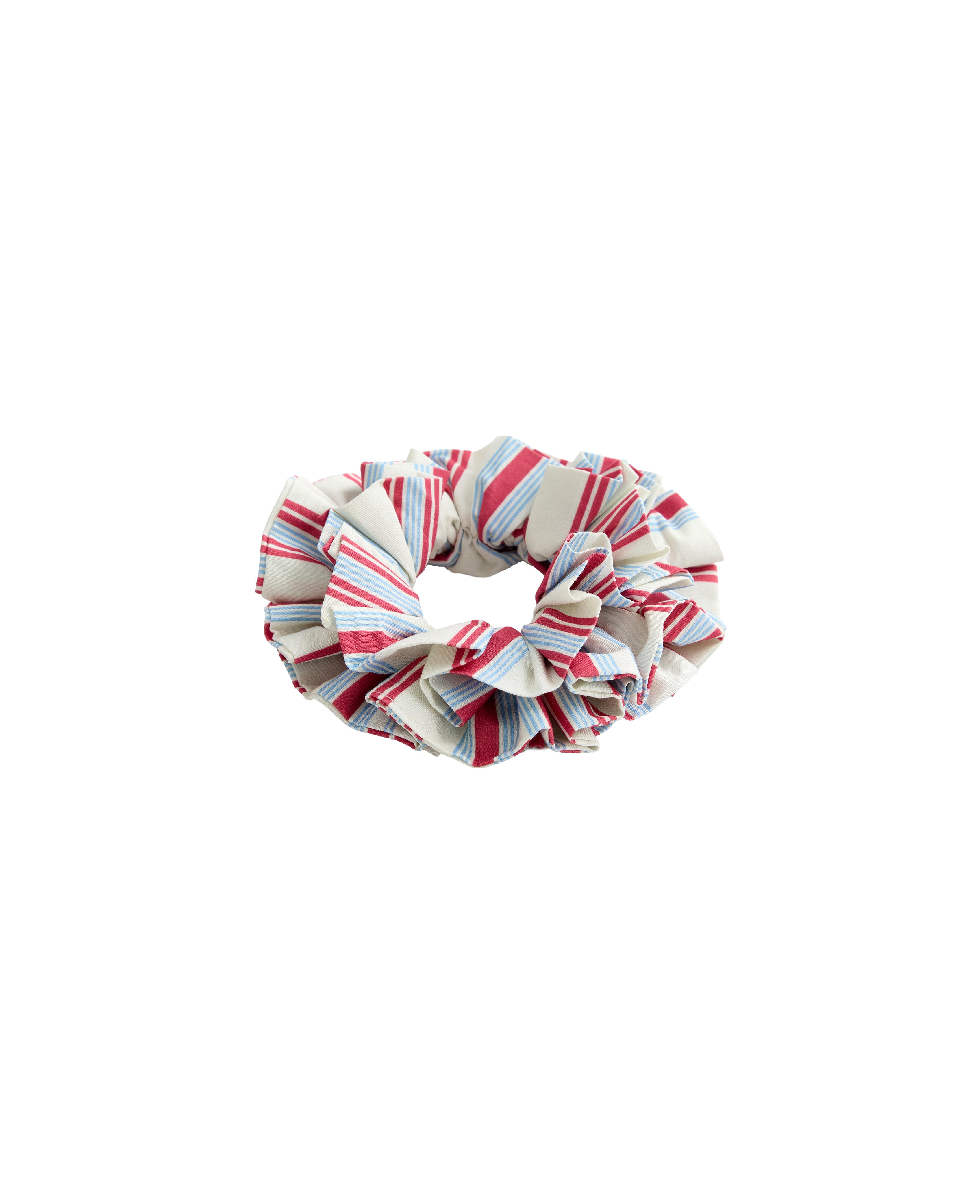 Maxi striped 100% cotton scrunchie — RED