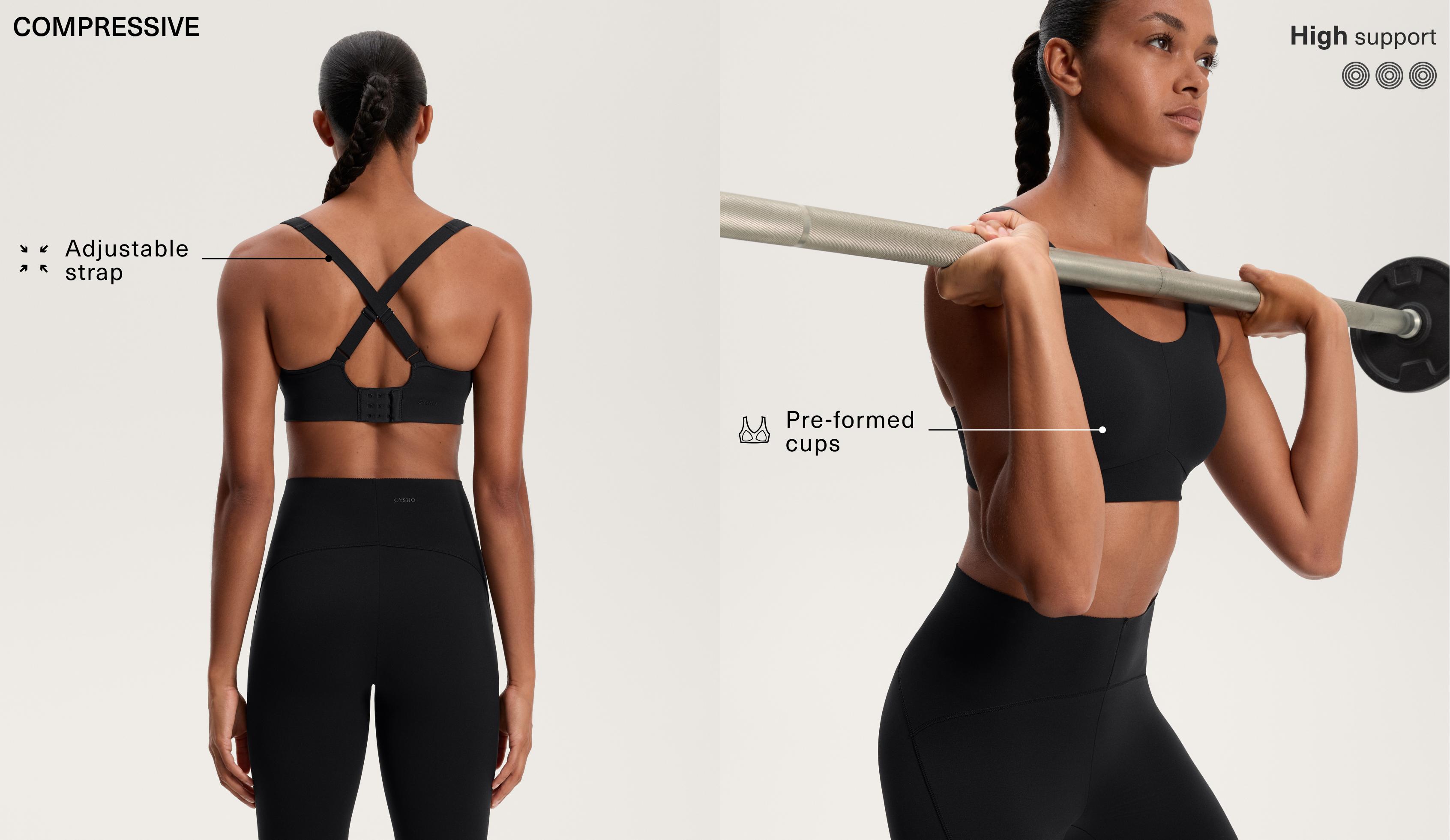 Firm support compressive sports bra