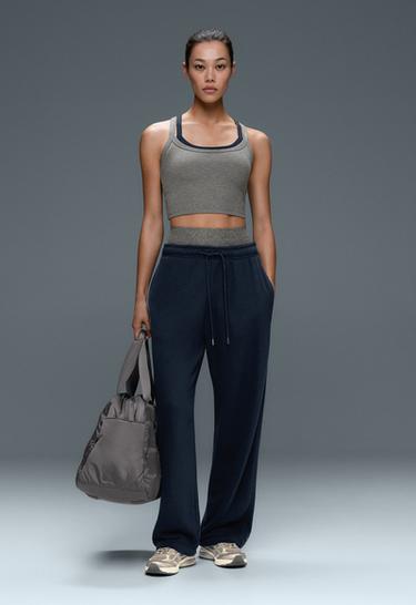 Marl rib overlay tank top — MOTTLED GREY MELANGE 3