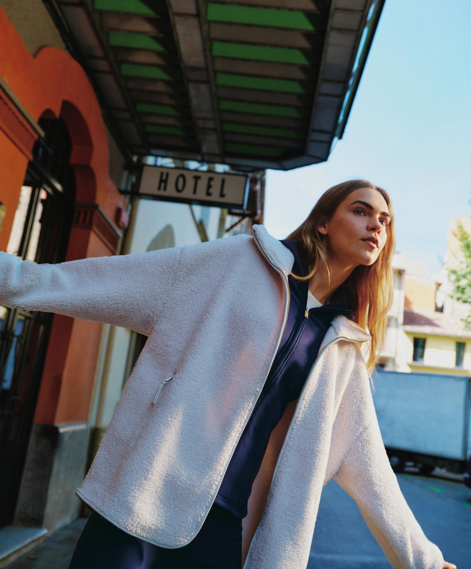 Oversize faux-shearling jacket — ECRU