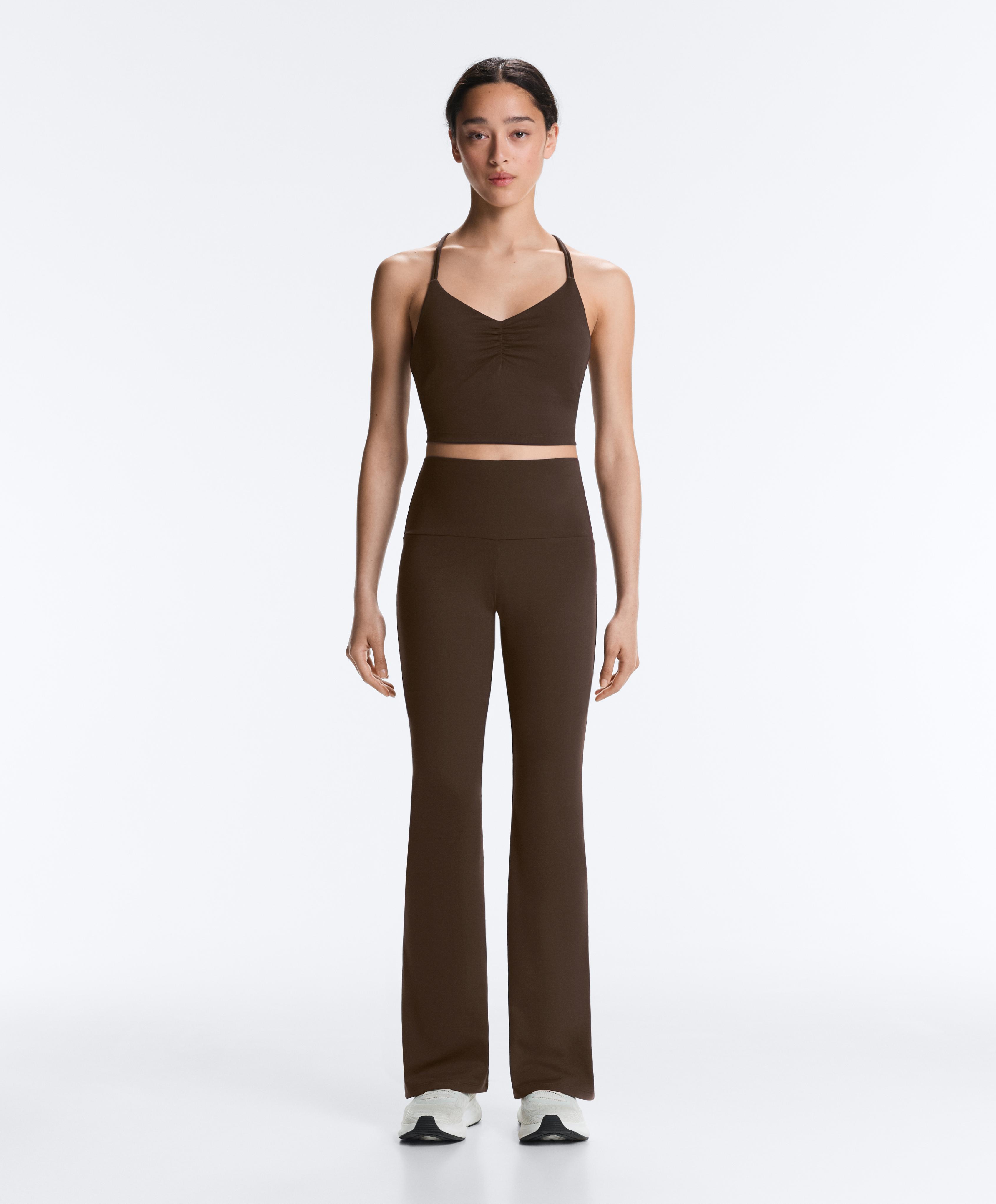 High-rise Comfortlux flare trousers — DARK BROWN