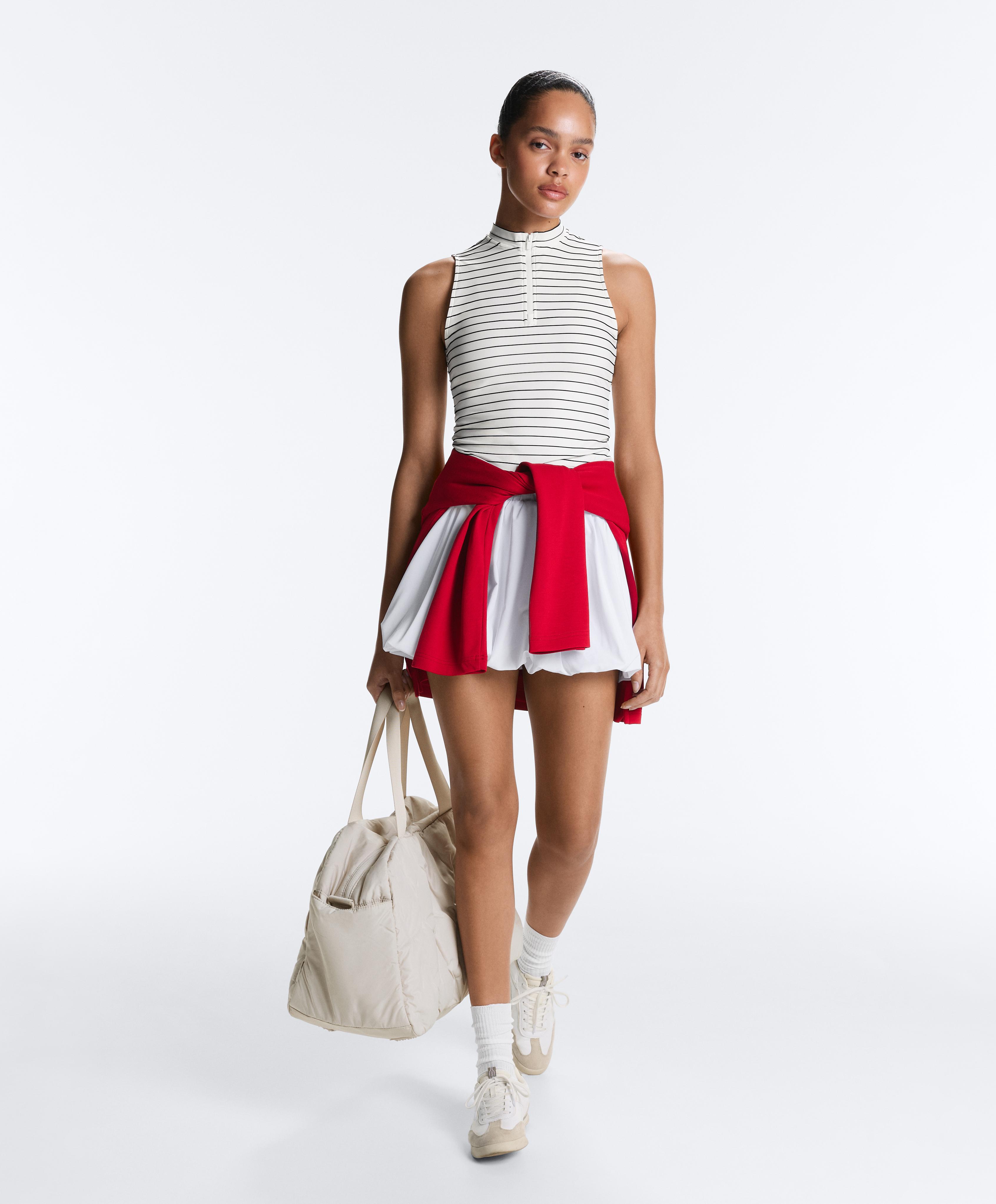 Striped half-zip sleeveless T-shirt