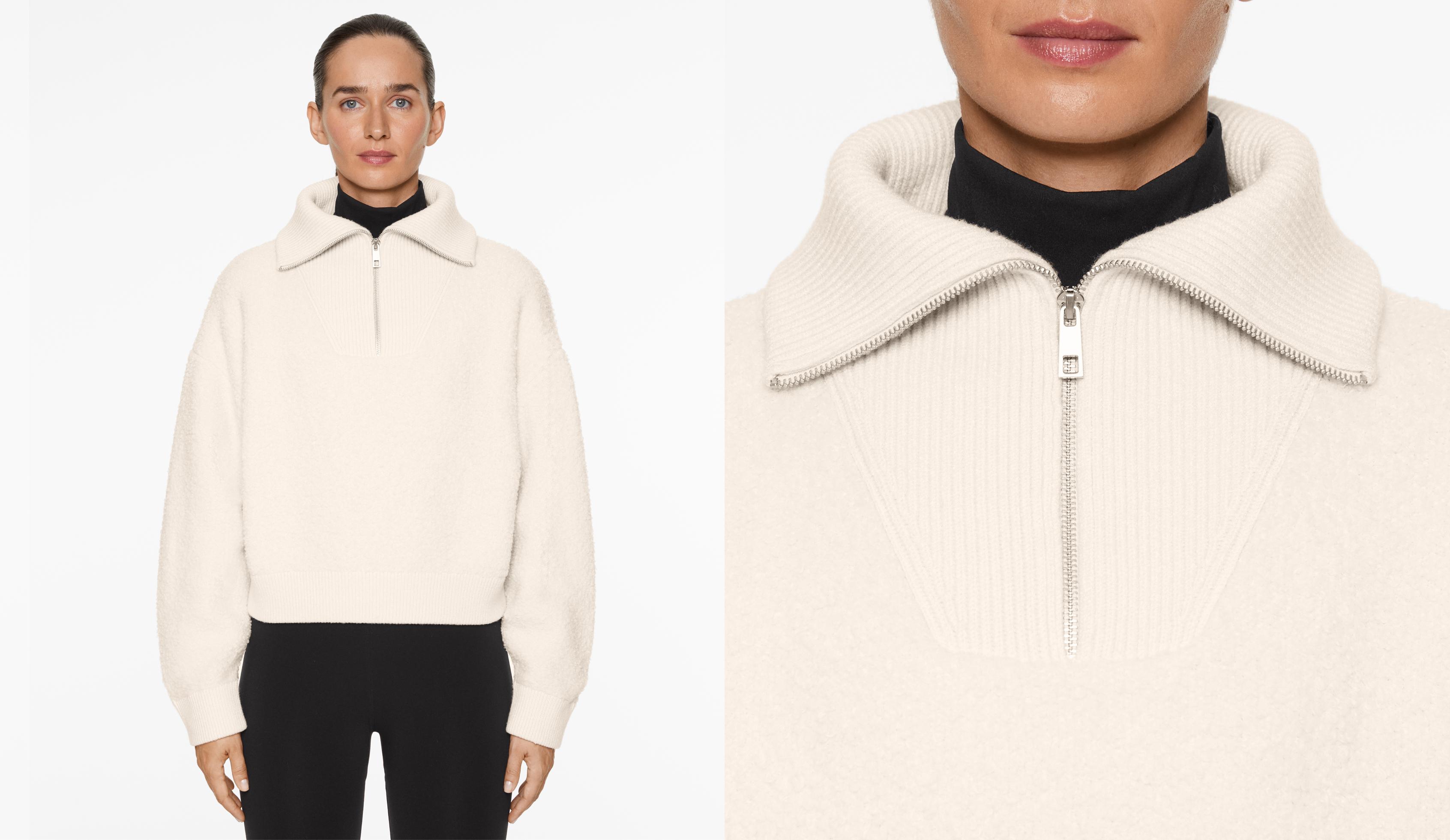 High-collar faux-shearling jumper