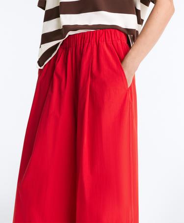 100% cotton poplin wide-leg trousers — BRIGHT RED 4