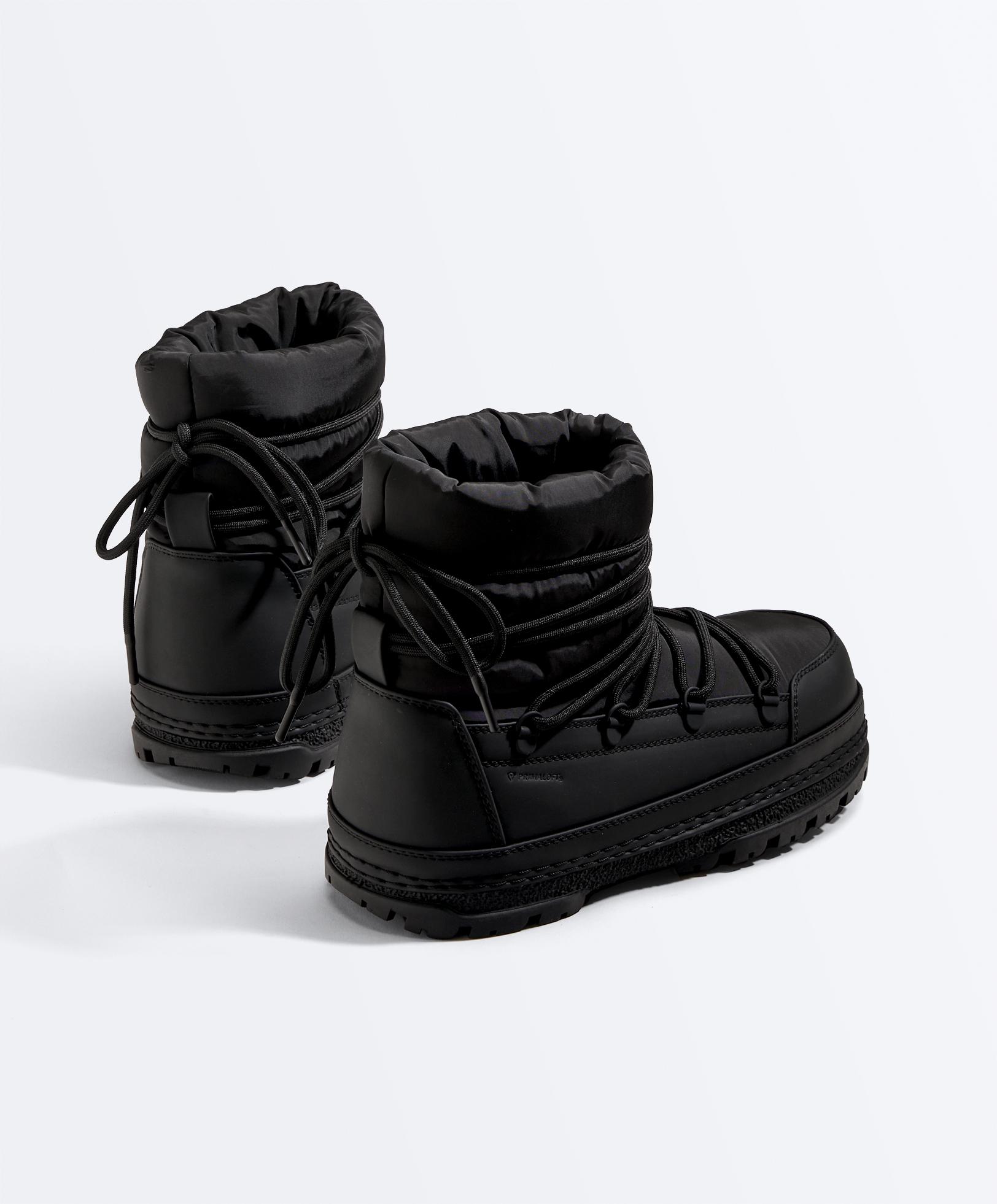 Lace-up nylon après-ski boots — BLACK