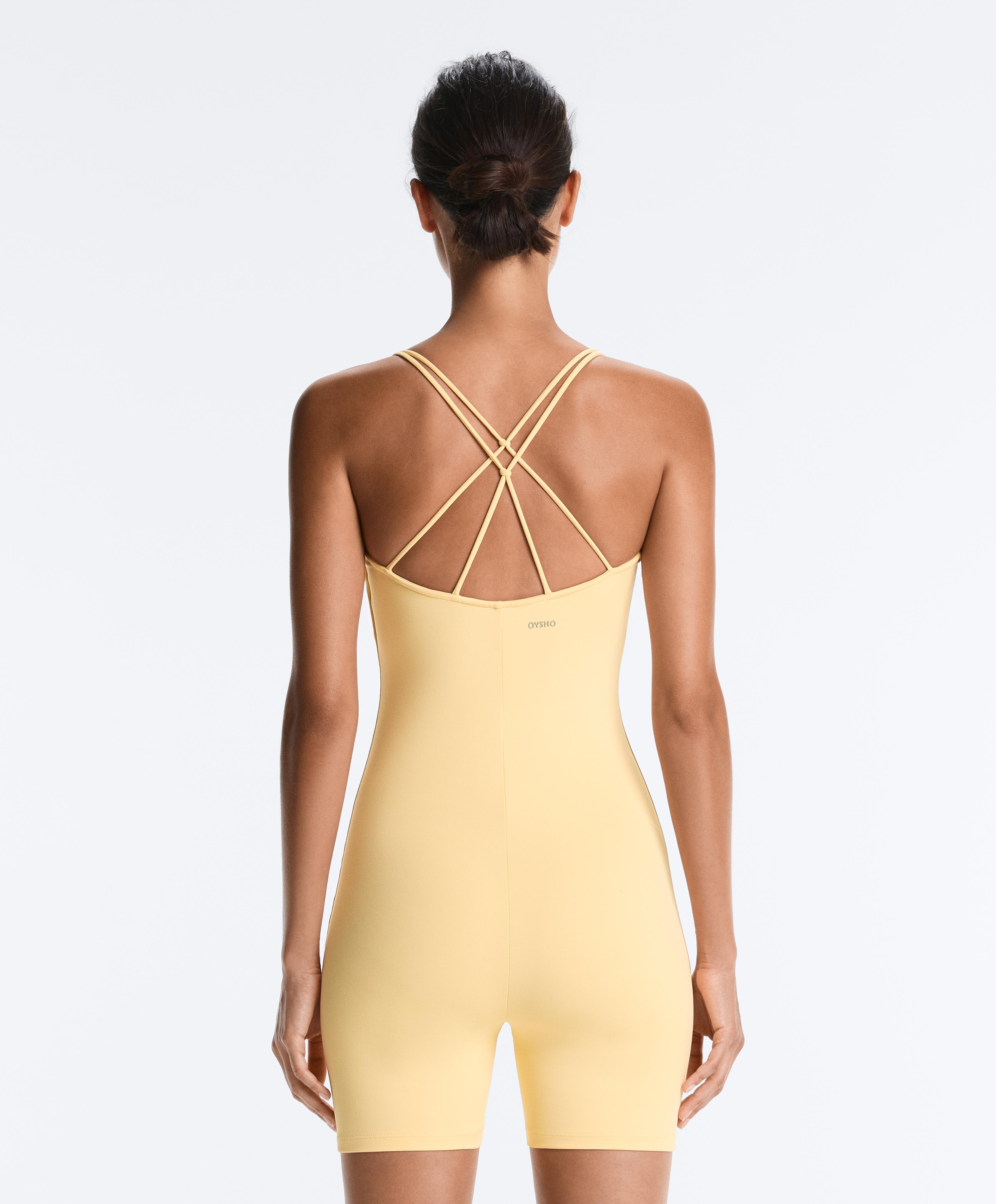 Comfortlux short jumpsuit with knot detail — PALE YELLOW