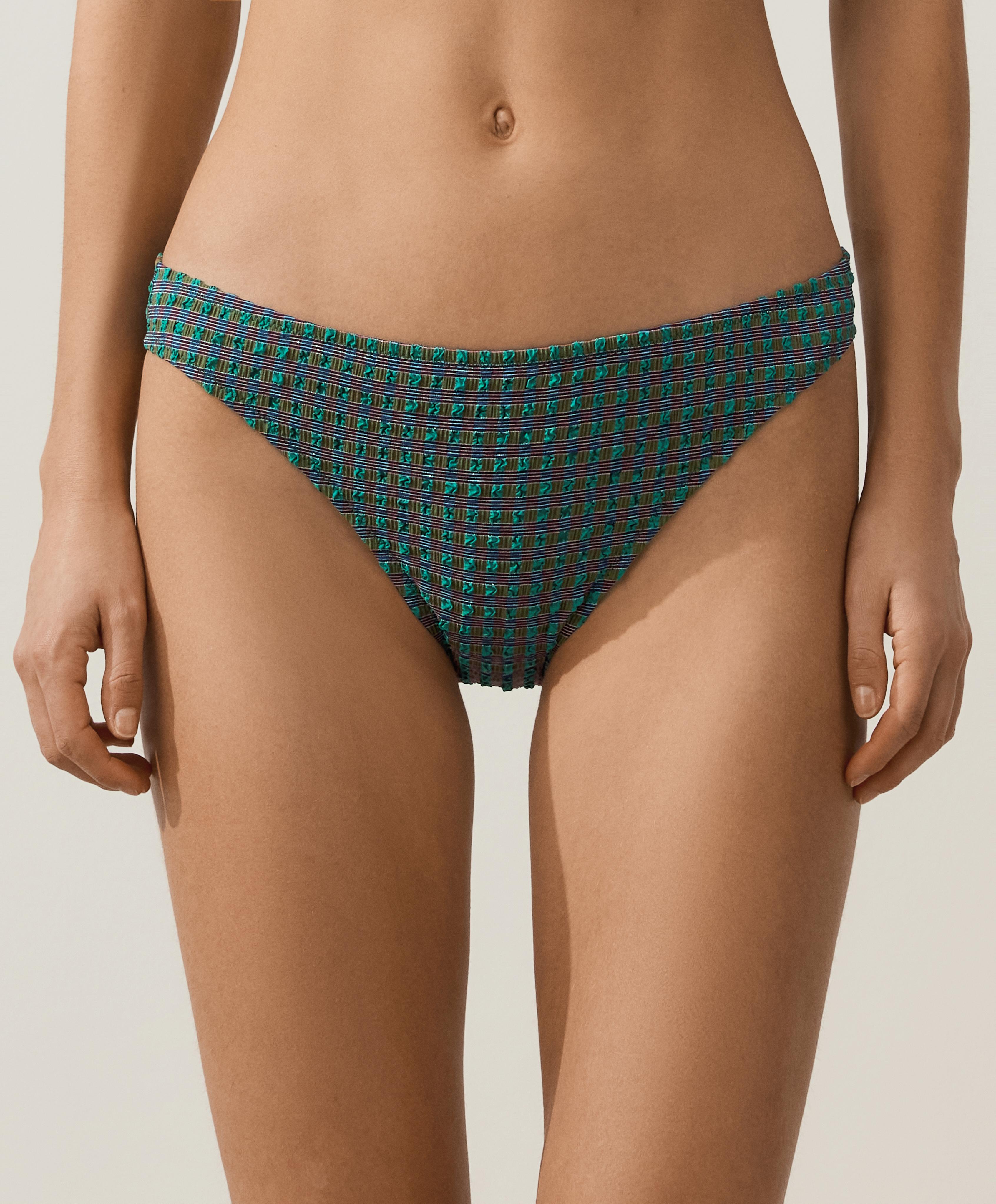 Gingham classic bikini briefs — SEA GREEN