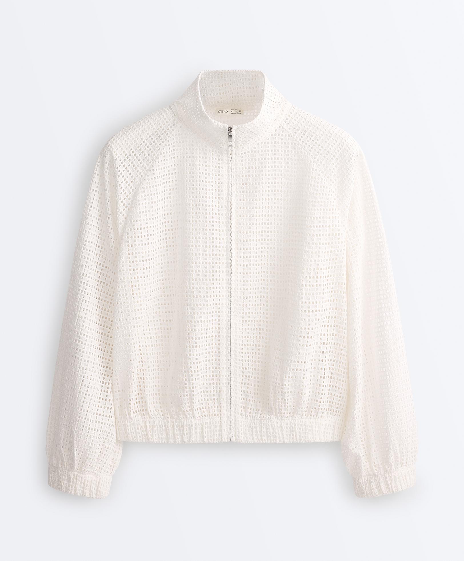 100% cotton openwork jacket — WHITE
