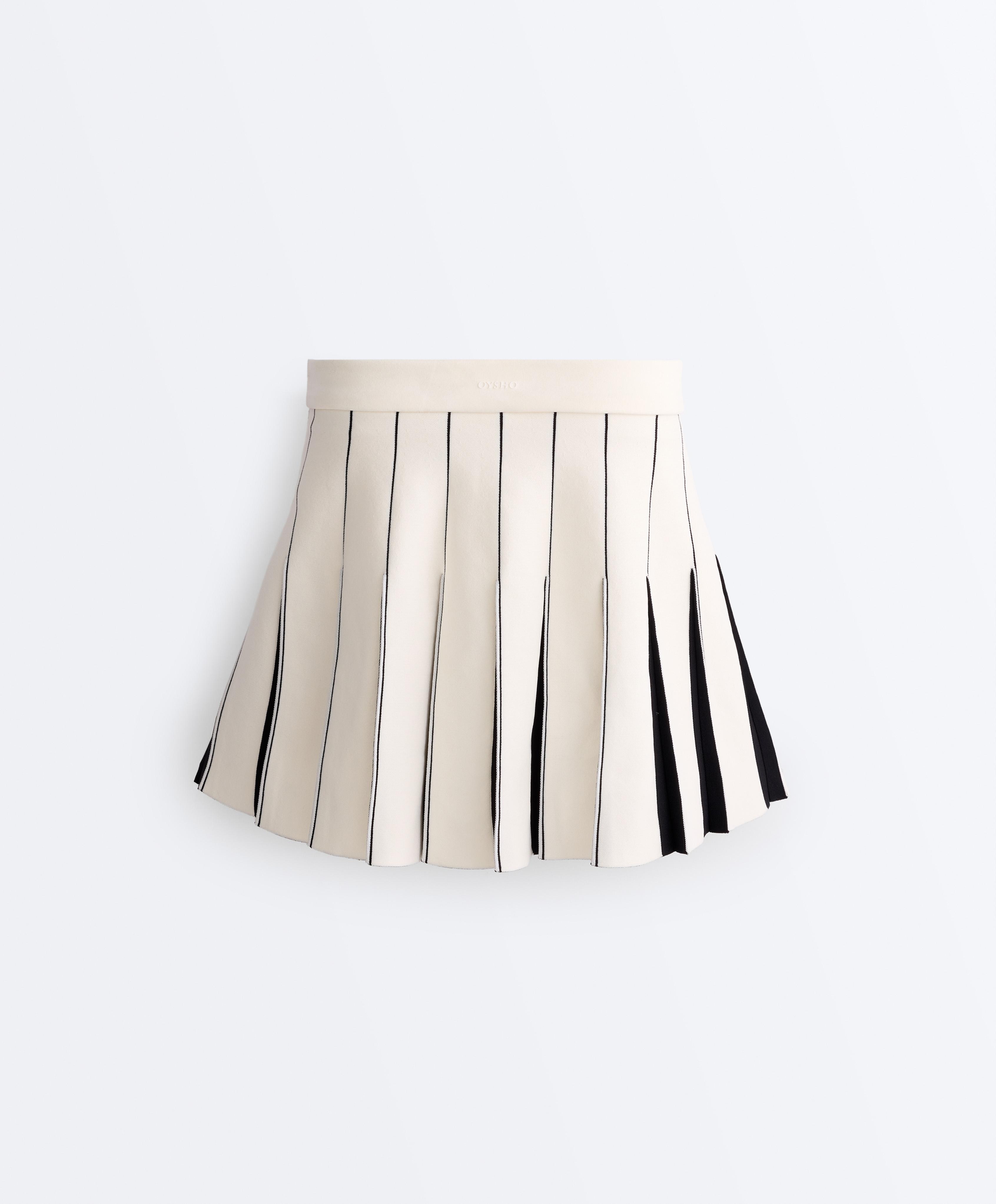 Short high rise seamless pleated skirt — PALE ECRU