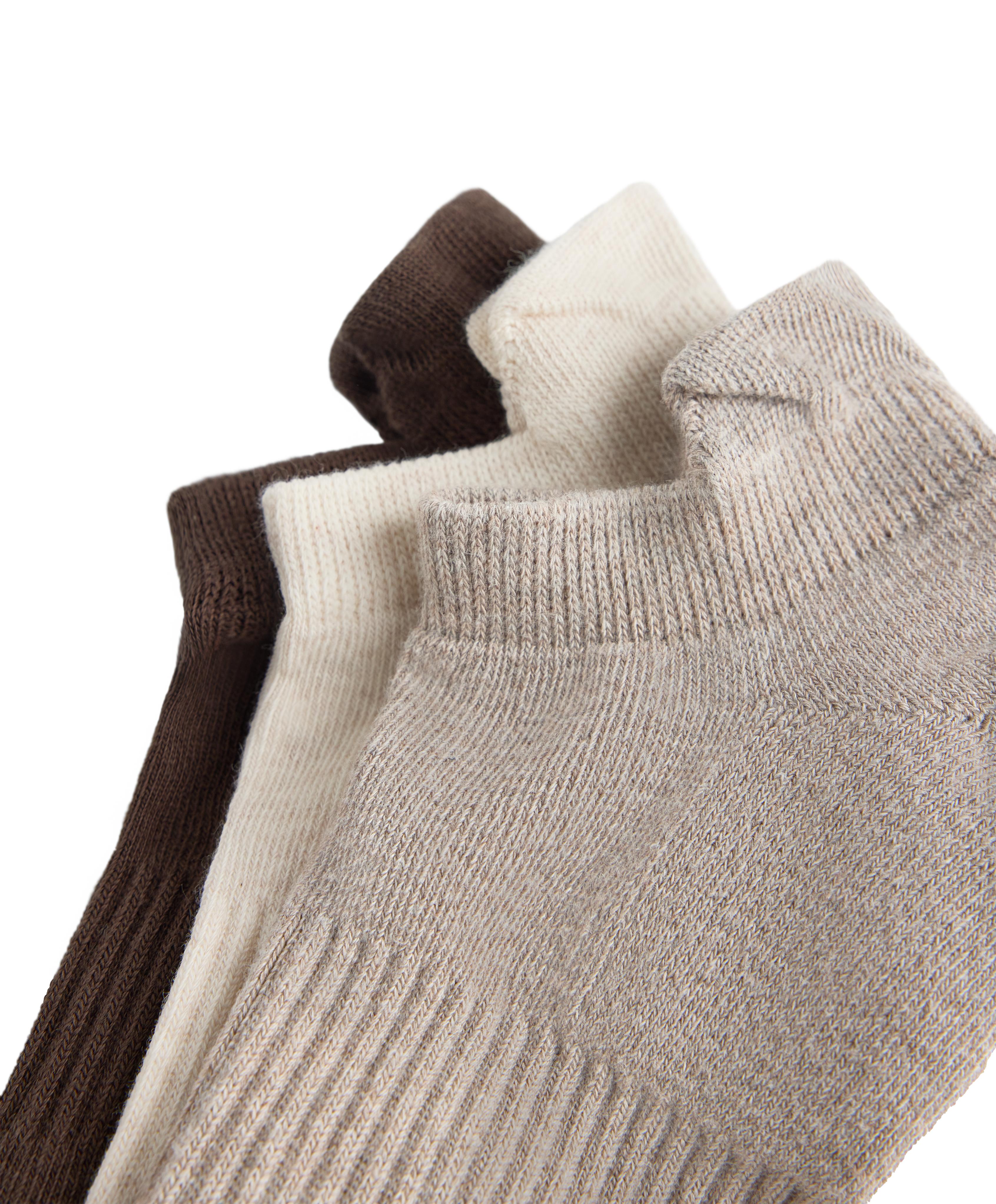 3 pairs of cotton blend sports sneaker socks with heel tab — TAN MELANGE