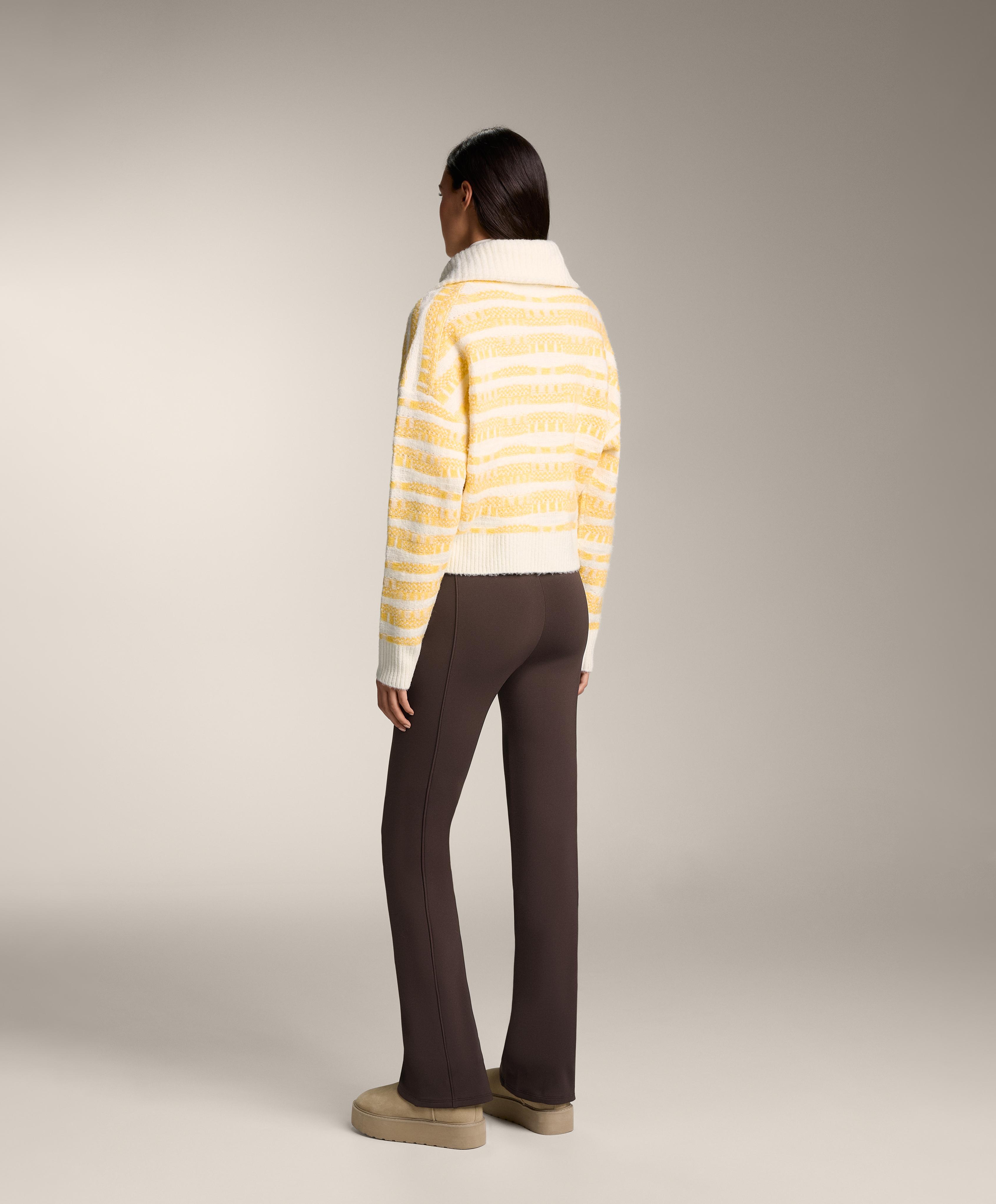 Striped jacquard knit jacket — YELLOW