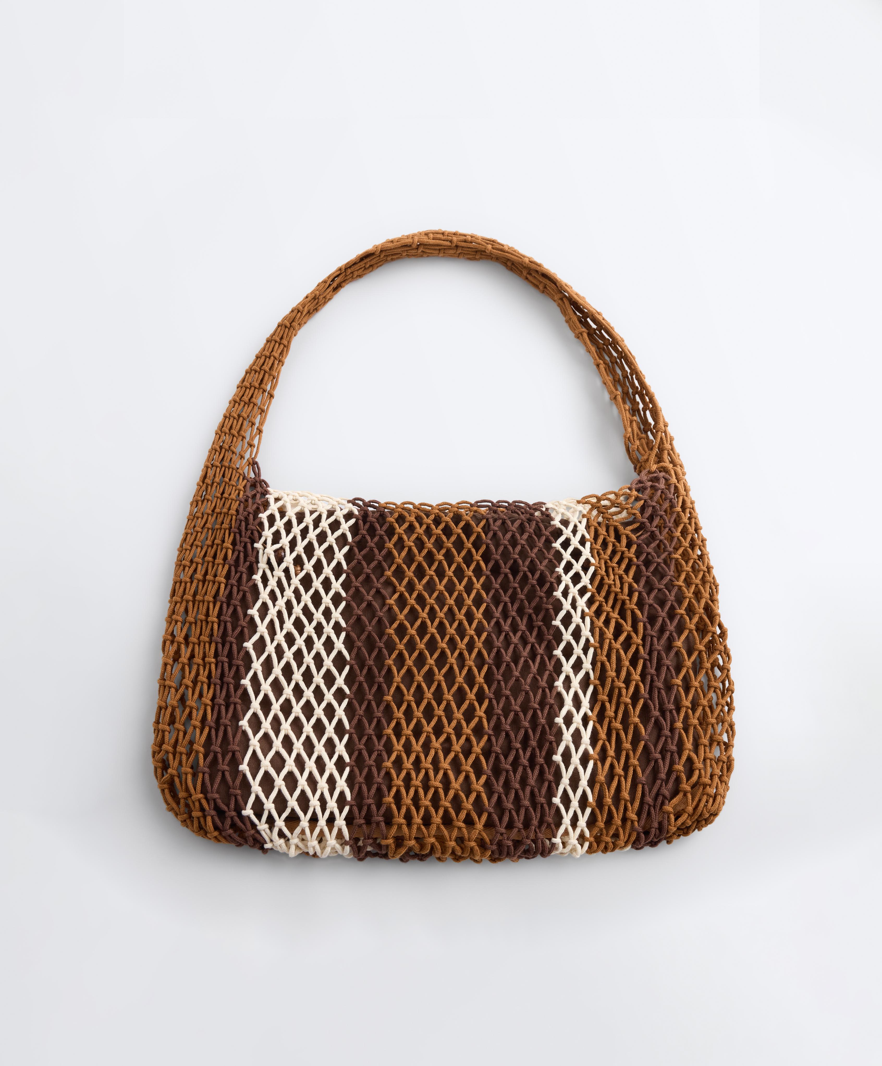 Striped mesh bag — TOFFEE