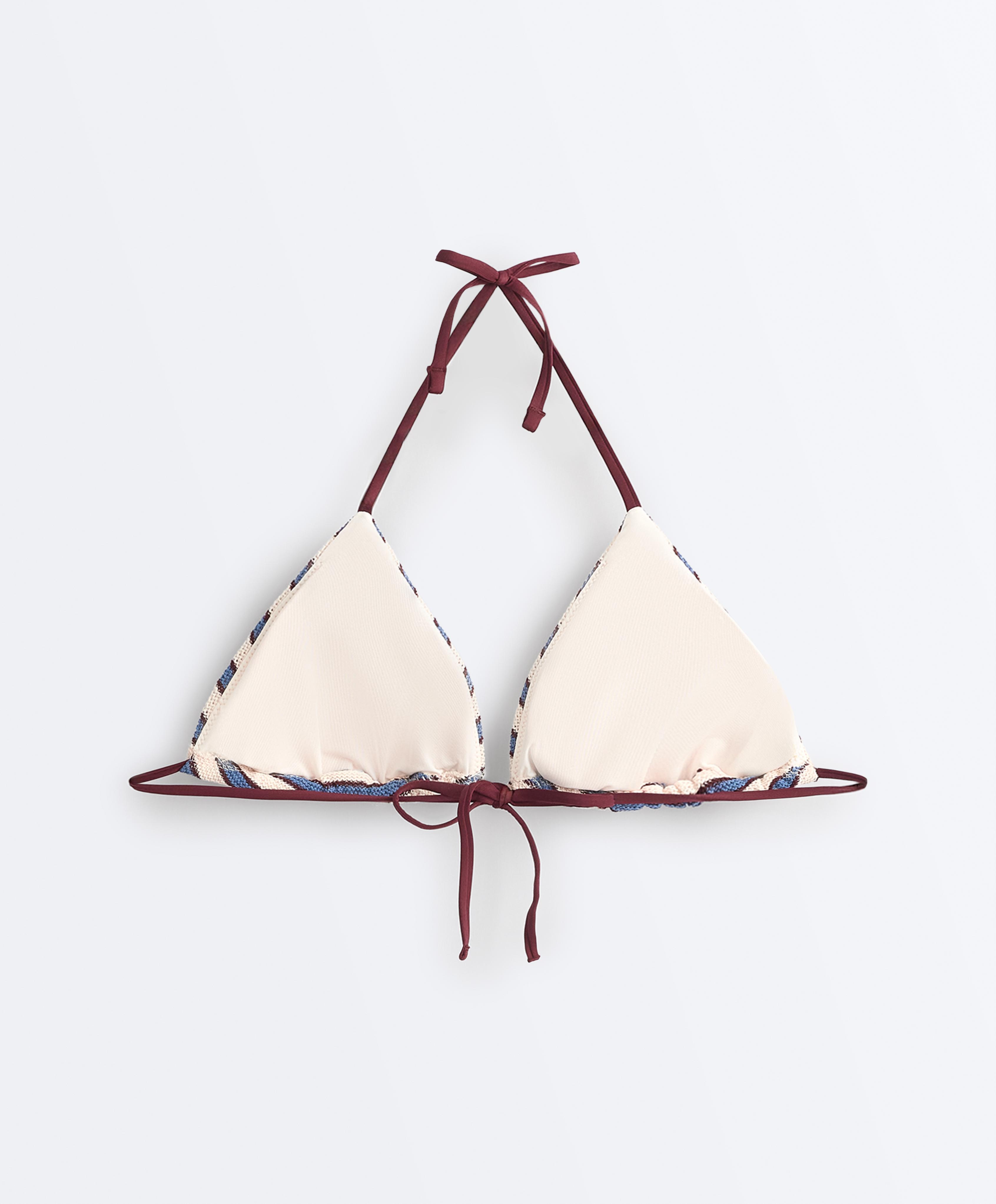 Striped crochet triangle bikini — LAVENDER BLUE