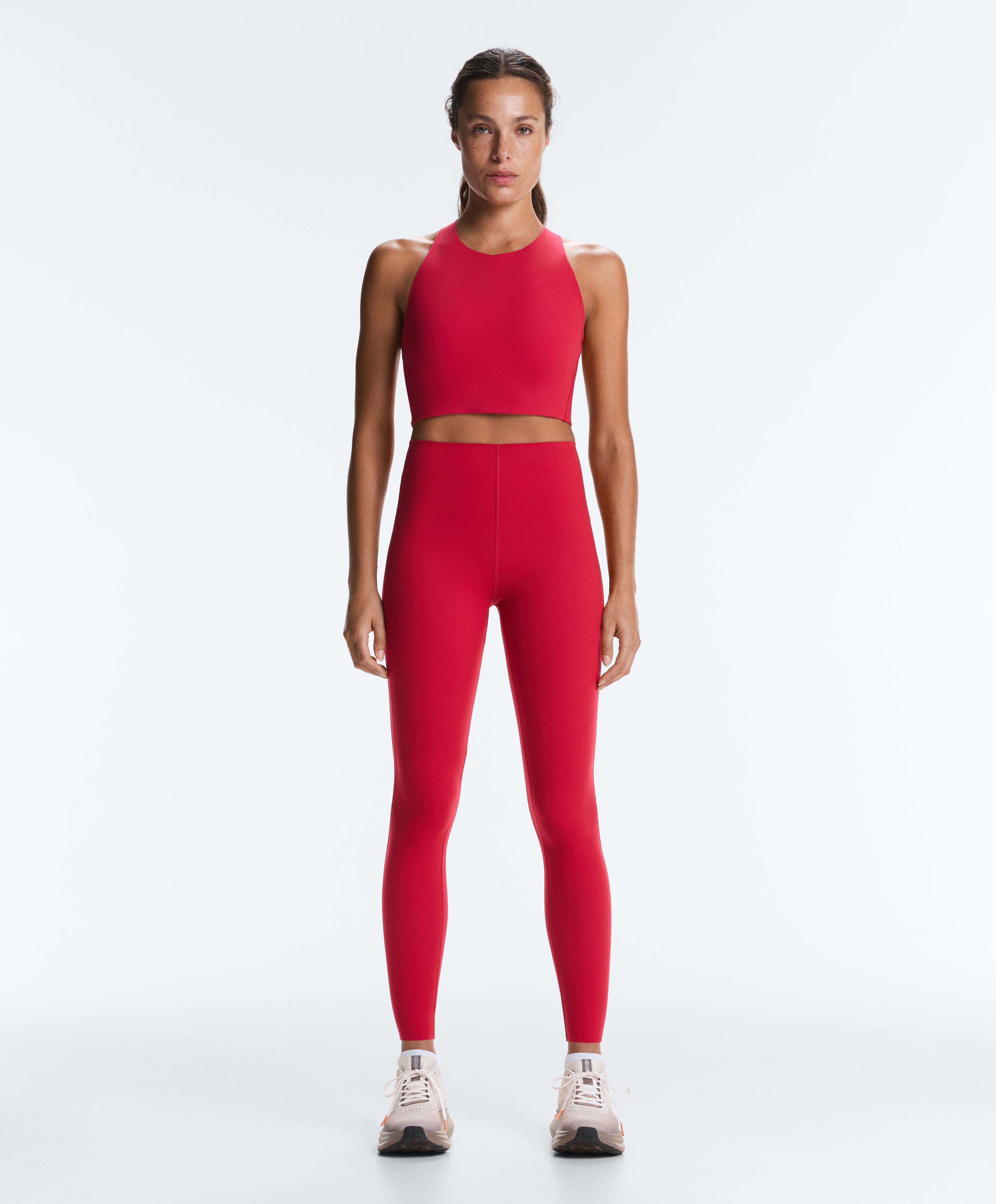 High-waisted Extra Compressive core control ankle-length leggings — RED