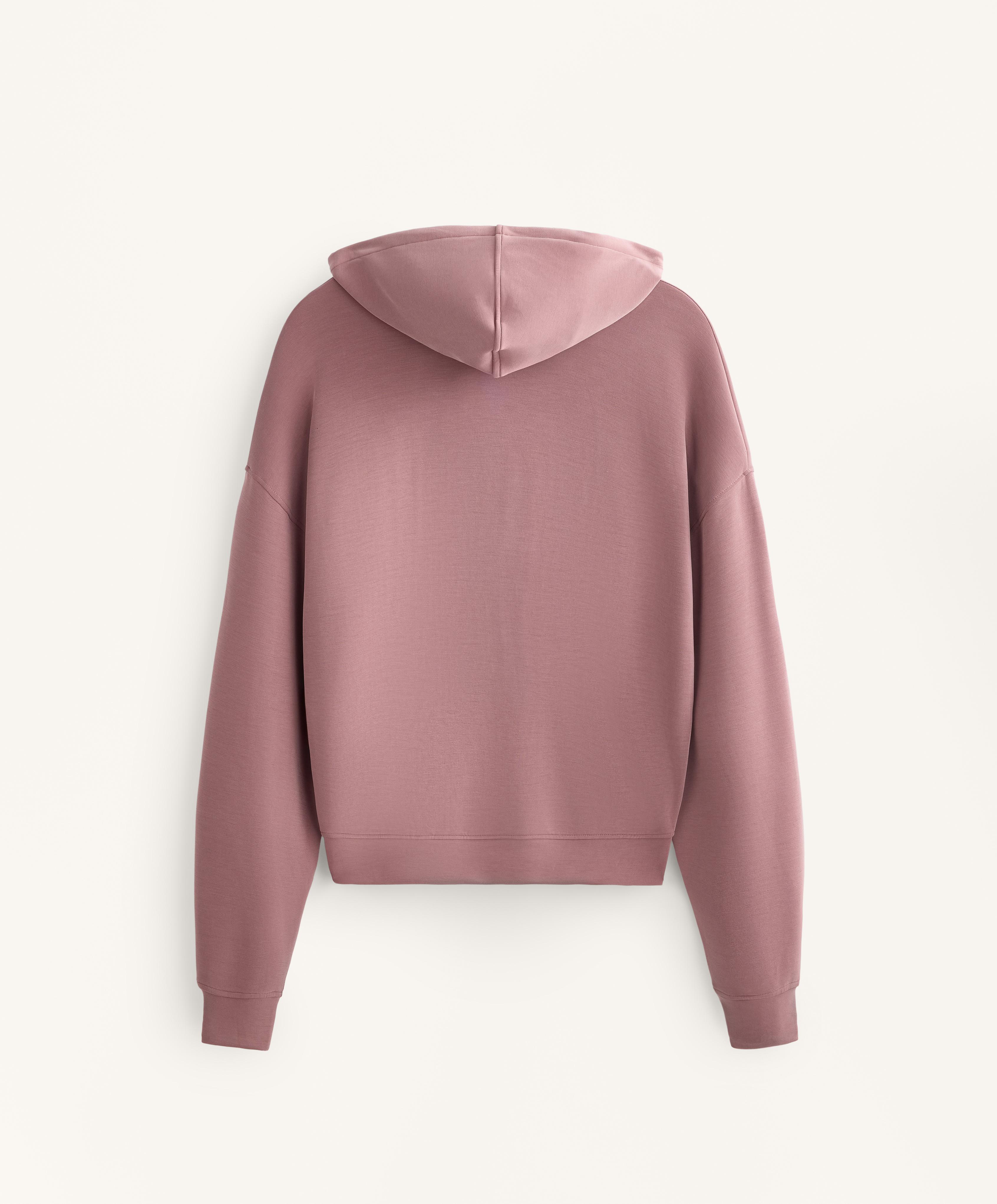 Boxy hooded sweatshirt with modal — PINK-MAUVE