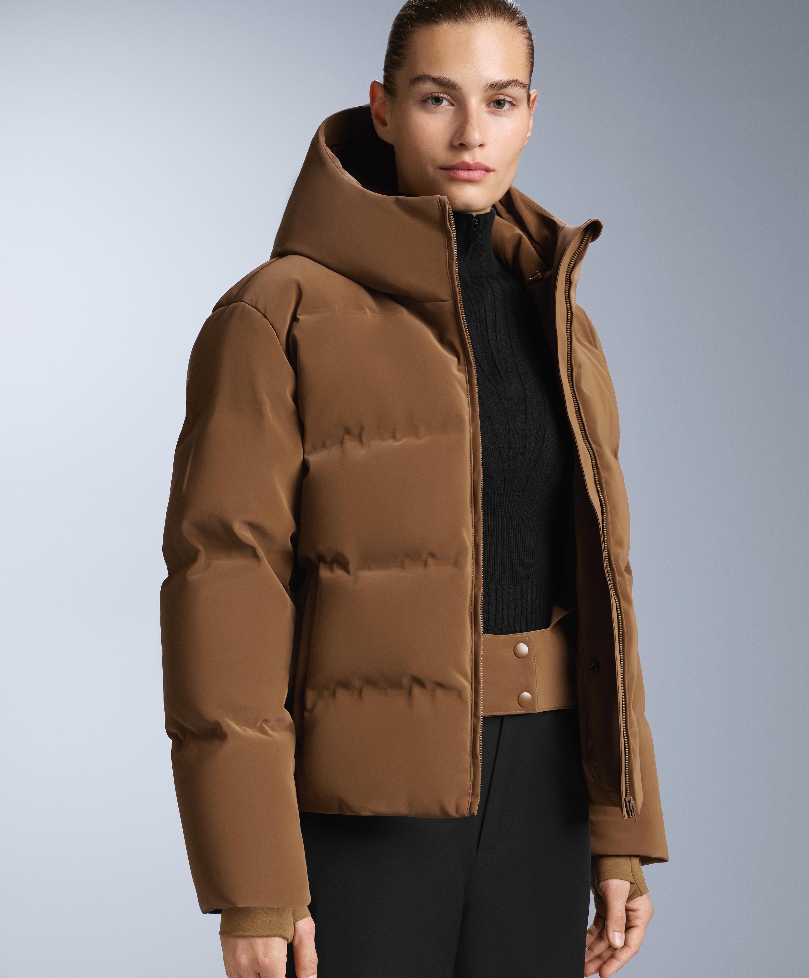 Satin padded jacket 80% down and 20% feather MINARDI PIUME SKI water-resistant — HONEY