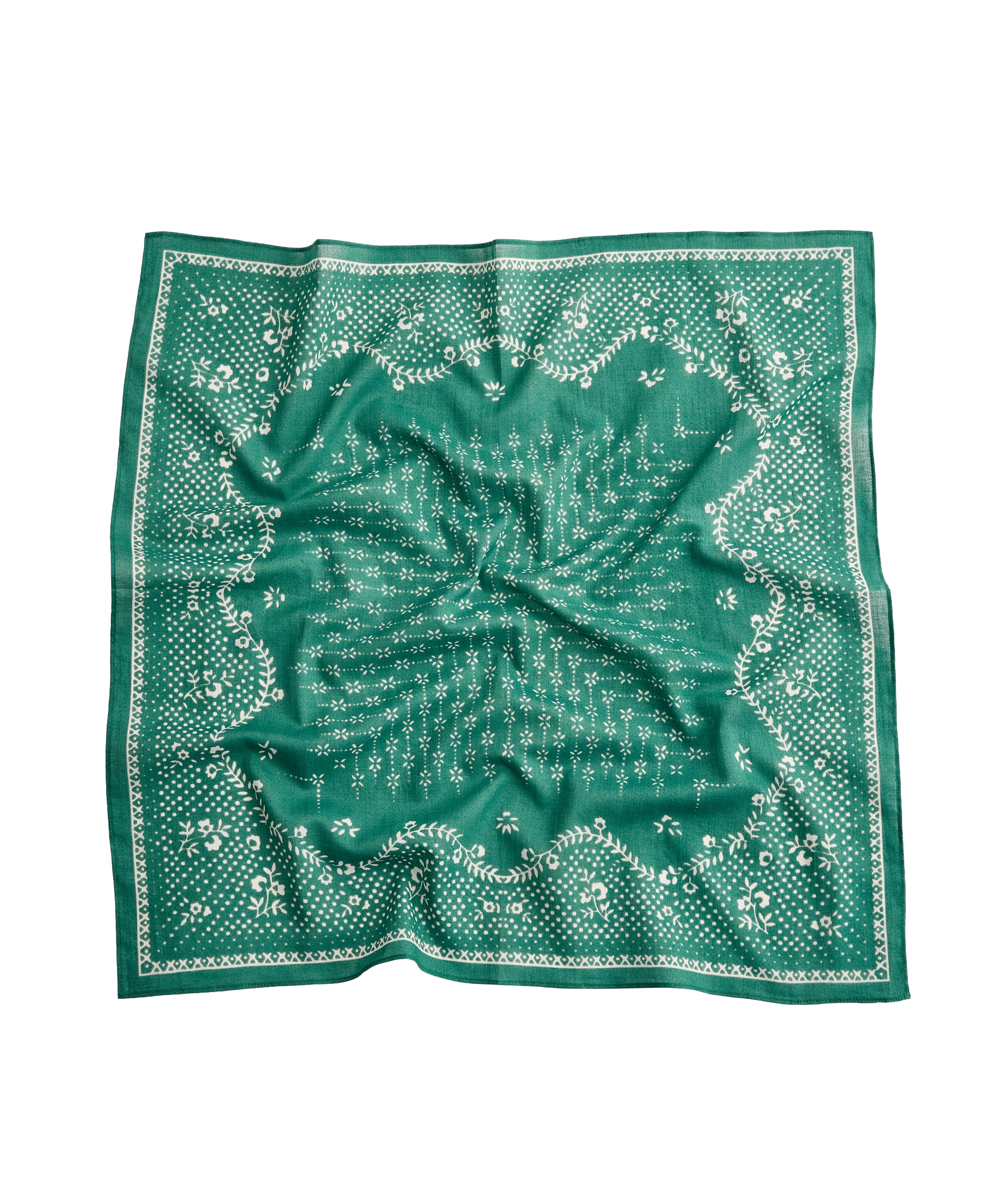 Floral 100% cotton print bandana — GRASS GREEN