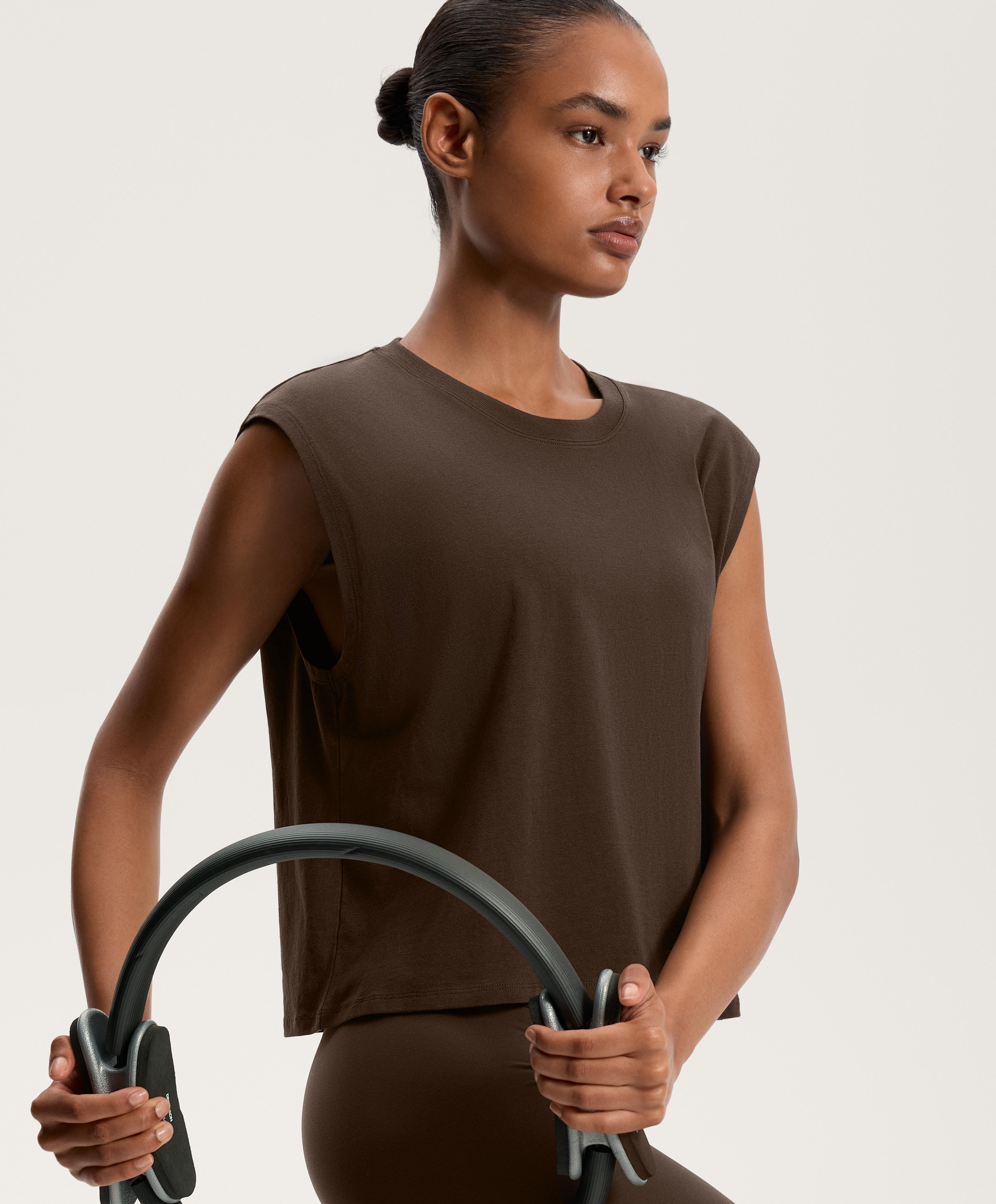 Cotton blend sleeveless T-shirt