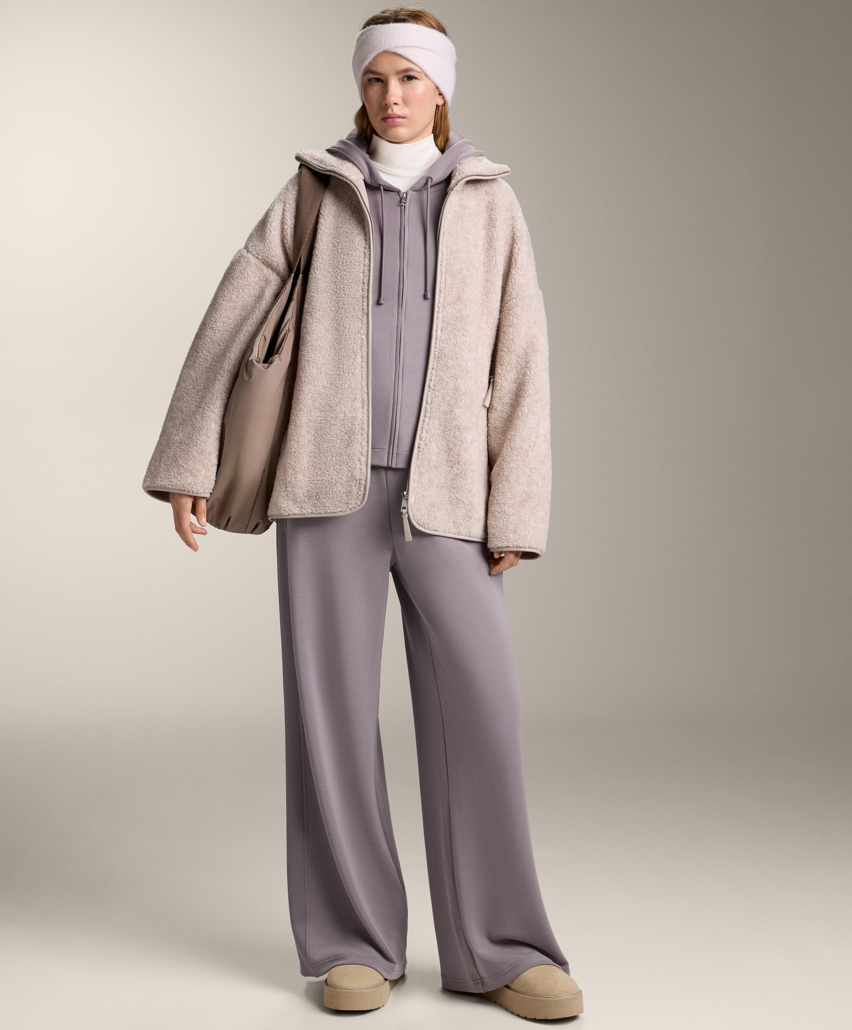 Long hooded jacket with rib detail and soft-touch modal Long hooded jacket with rib detail and soft-touch modal