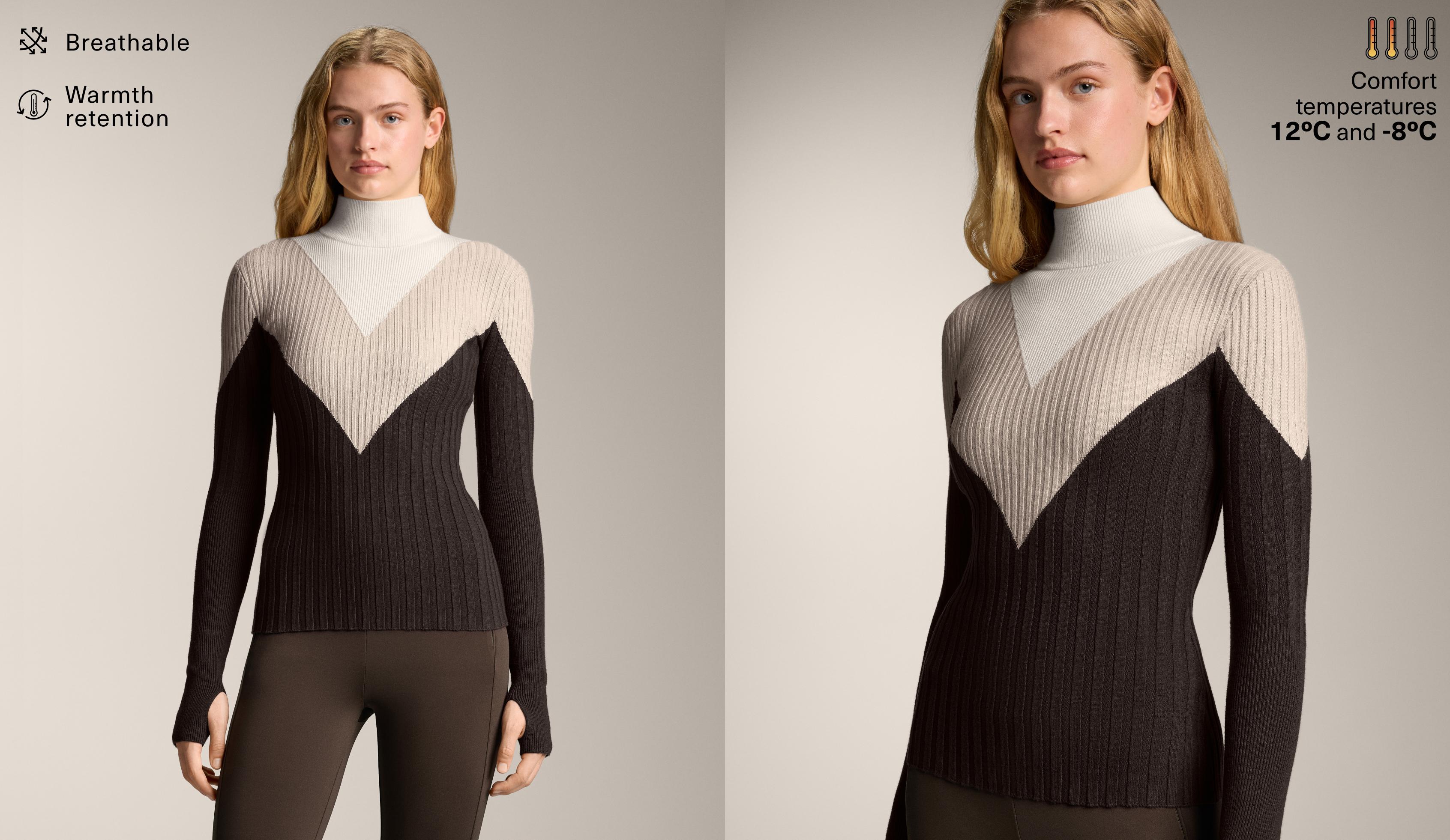 Thermal base layer rib knit T-shirt with contrasting high neck Thermal base layer rib knit T-shirt with contrasting high neck