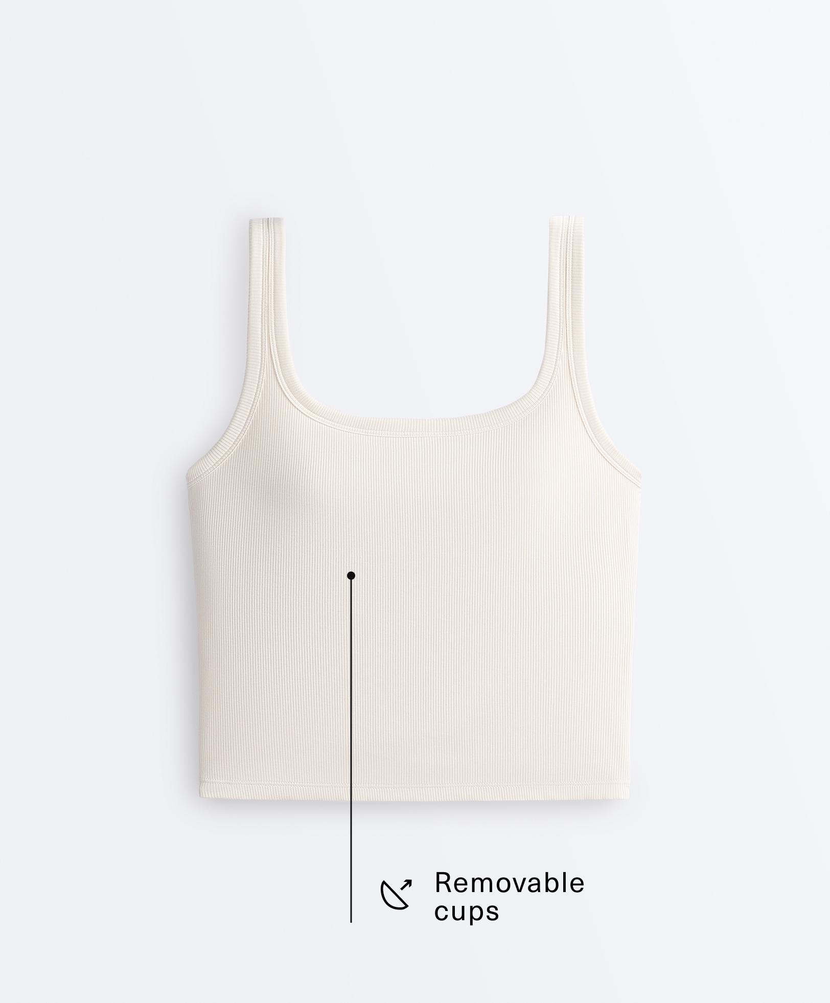 Tank top rib em mistura de modal com decote quadrado Tank top rib em mistura de modal com decote quadrado