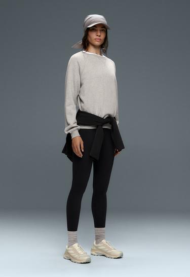 Basic compressive high-waisted ankle-length leggings — BLACK 1