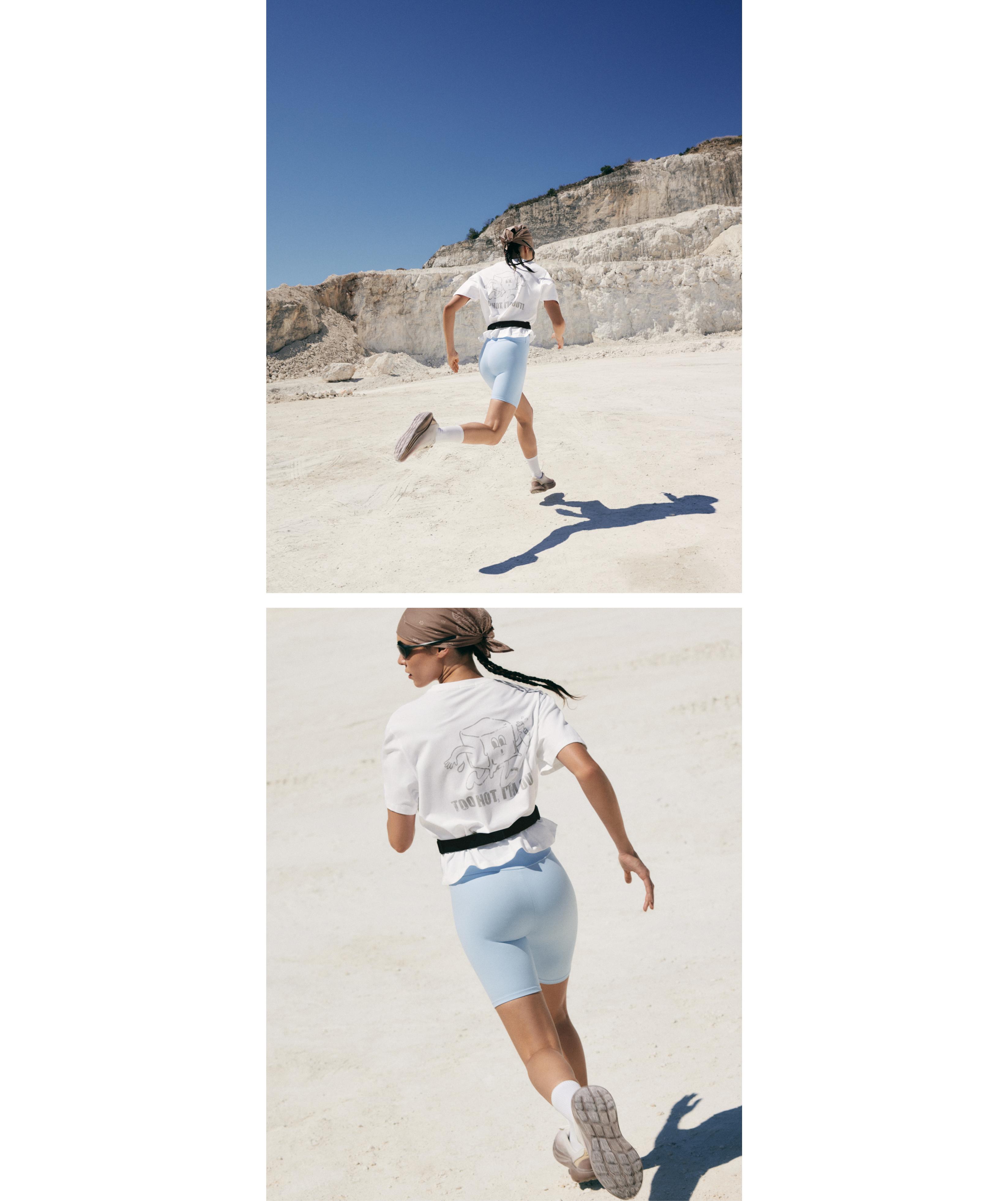 Printed boxy cotton blend short-sleeved T-shirt — WHITE