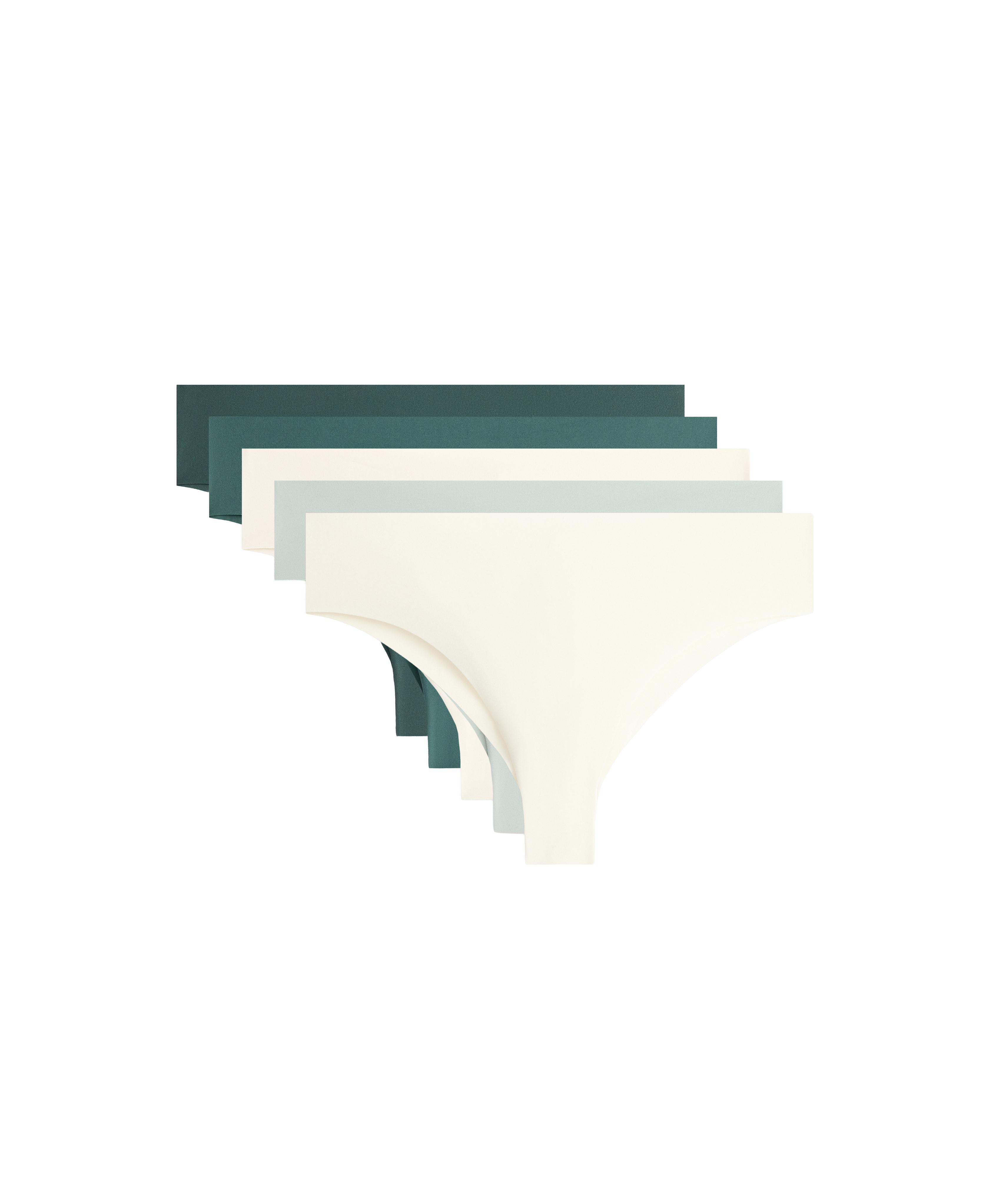 3 invisible polyamide blend laser-cut Brazilian briefs — WASHED GREEN