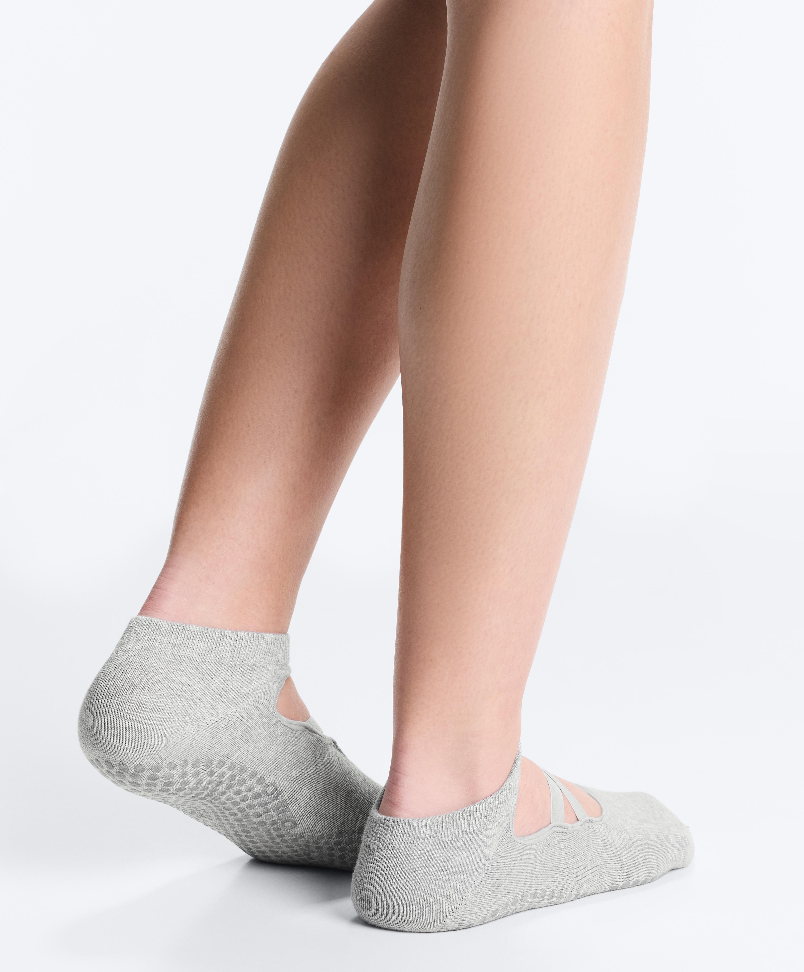 2 pairs of cotton blend yoga and Pilates socks with crossover straps — PETROL