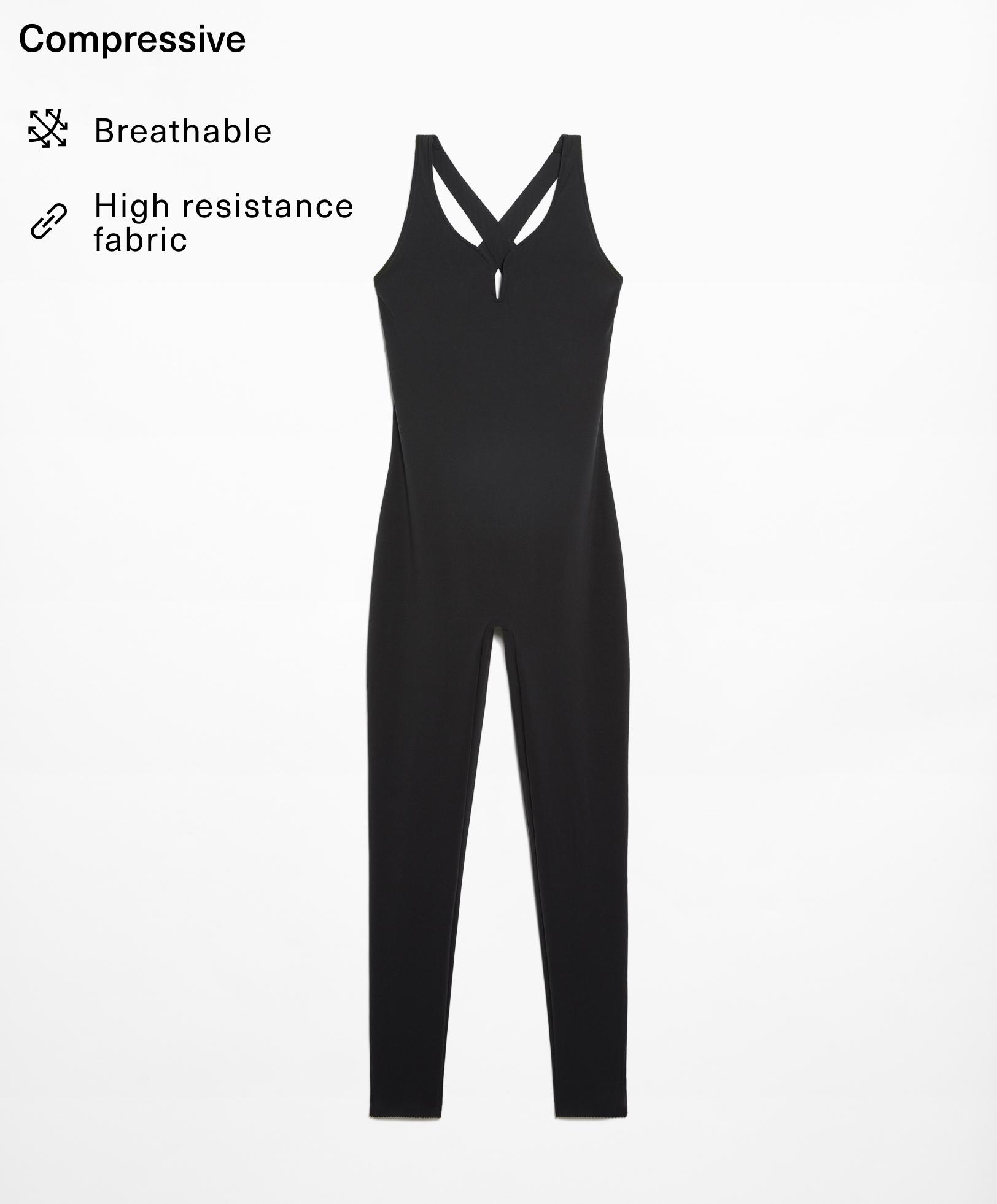 Compressive jumpsuit with trim