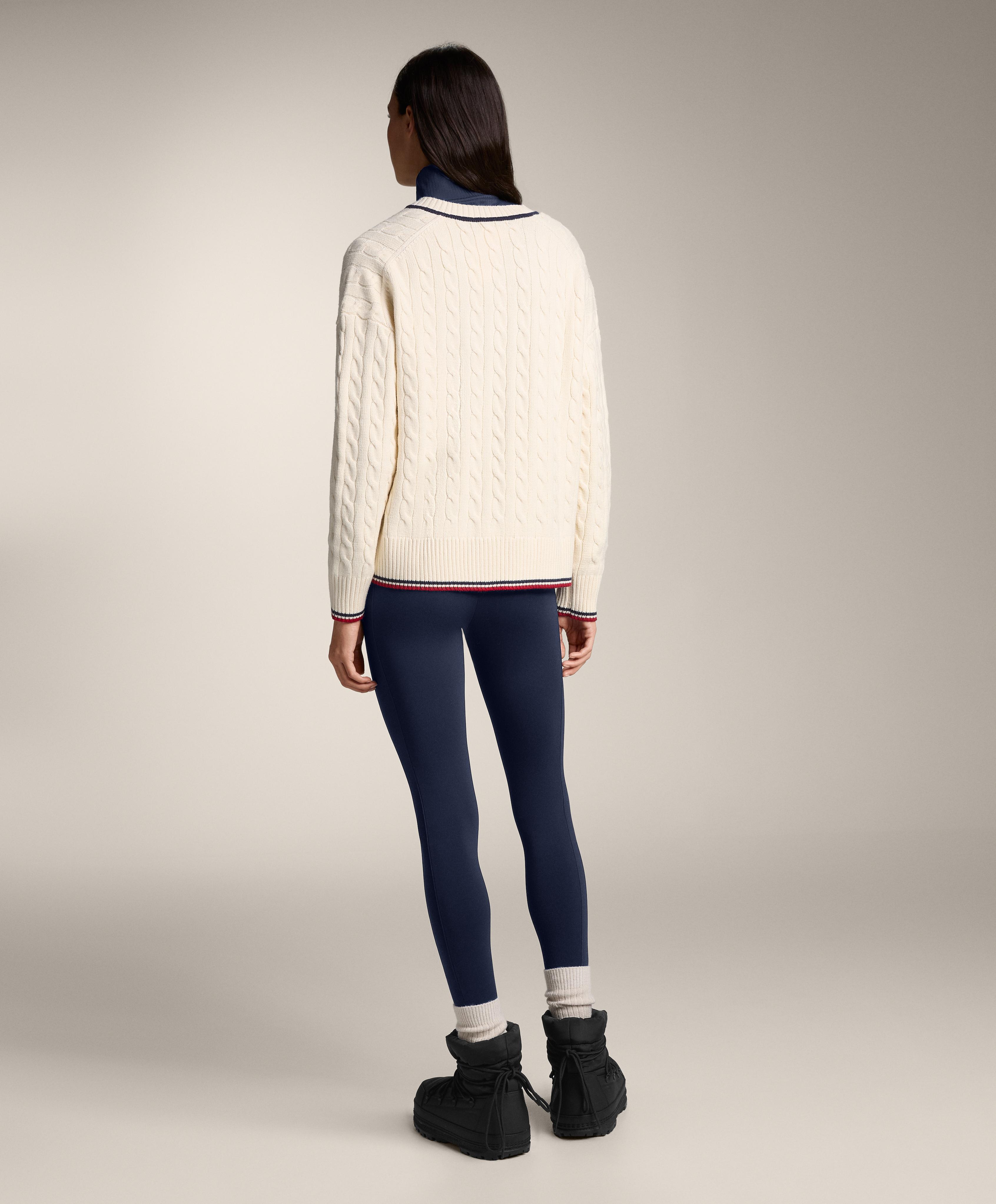 V-neck mini cable knit jumper — ECRU