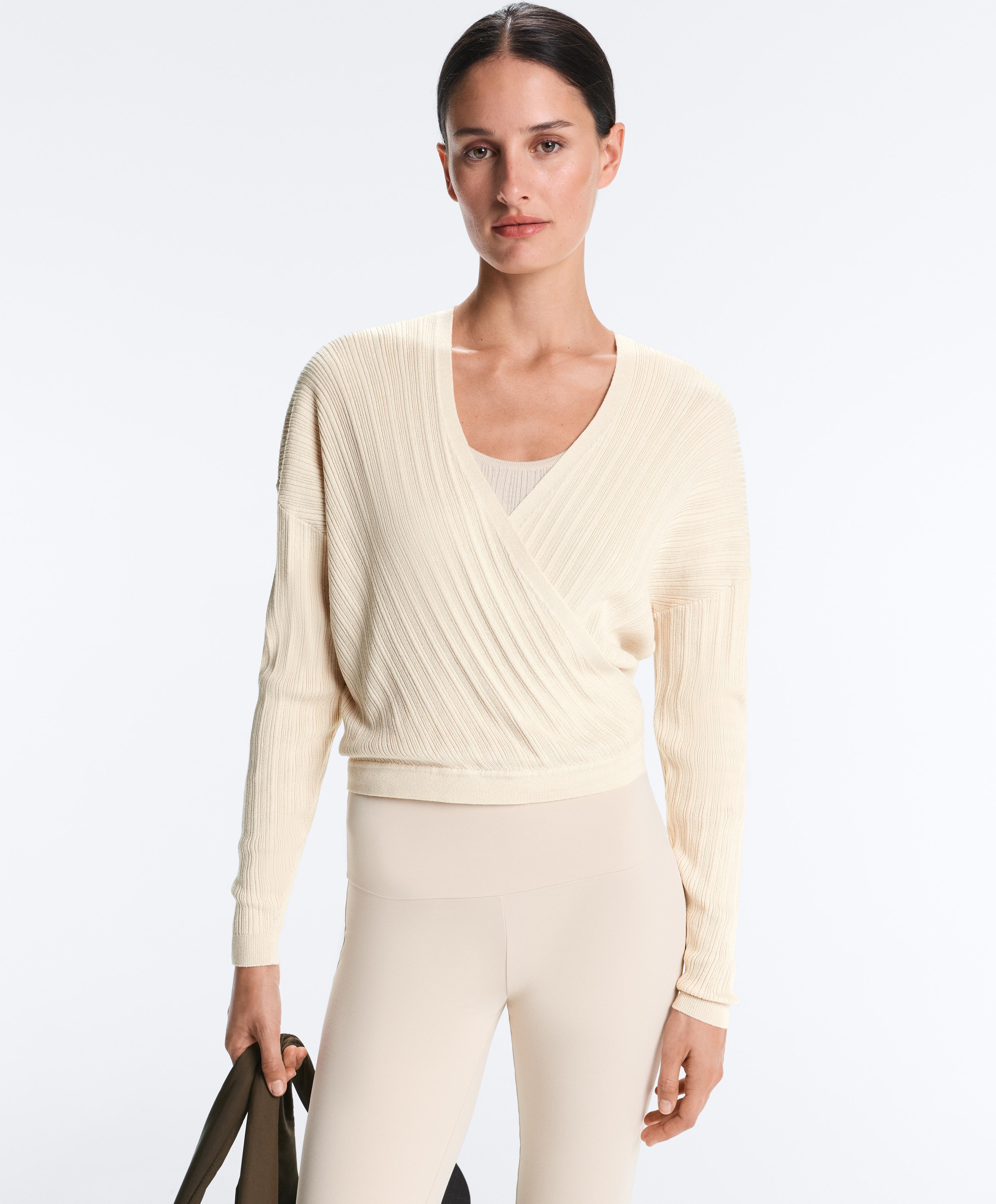 Crossed rib knit jumper — PLASTER