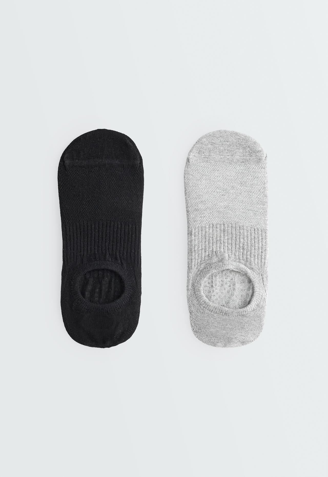 2 pairs of cotton blend yoga and Pilates socks — BLACK