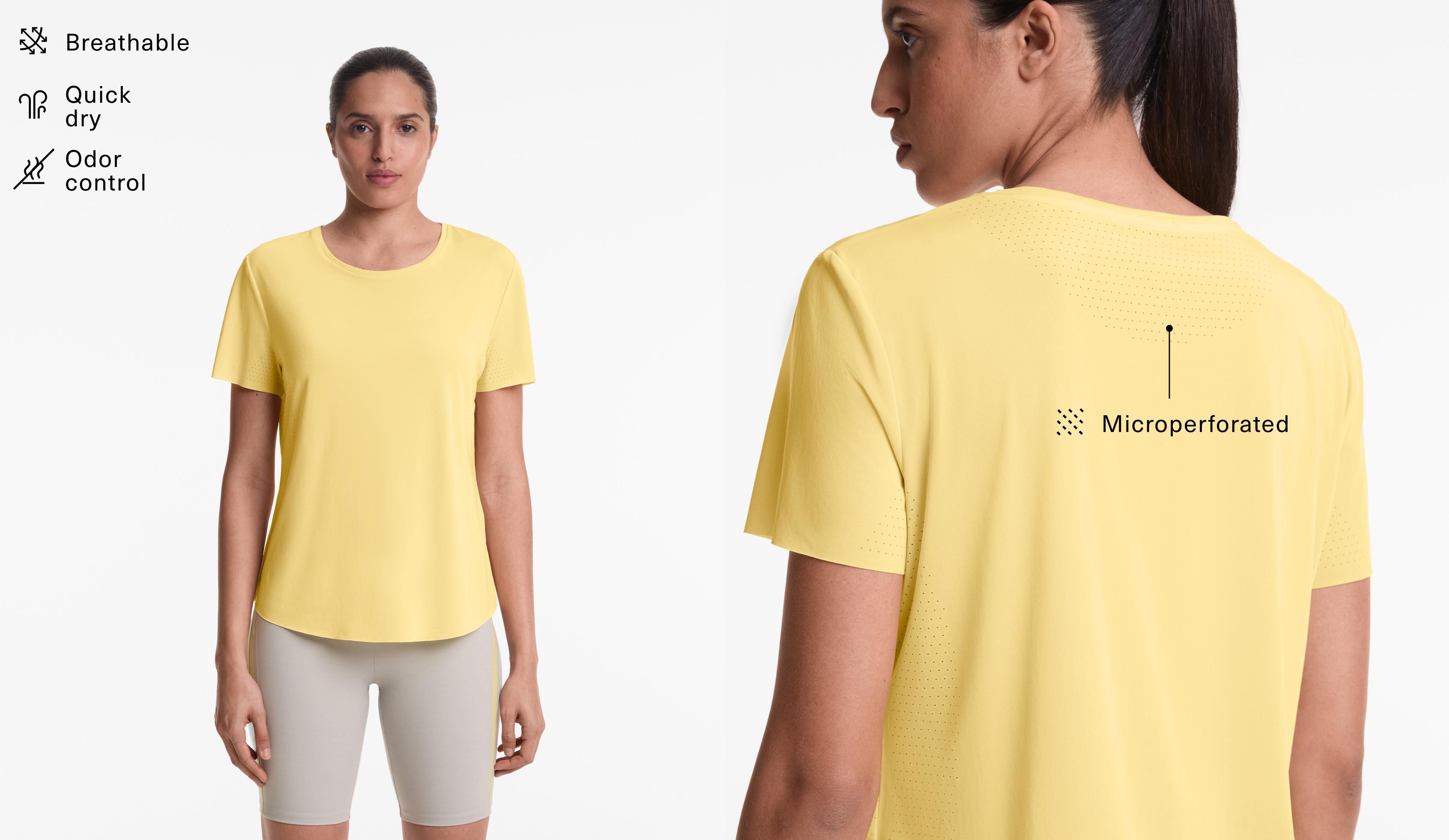 Microperforated short-sleeved technical T-shirt