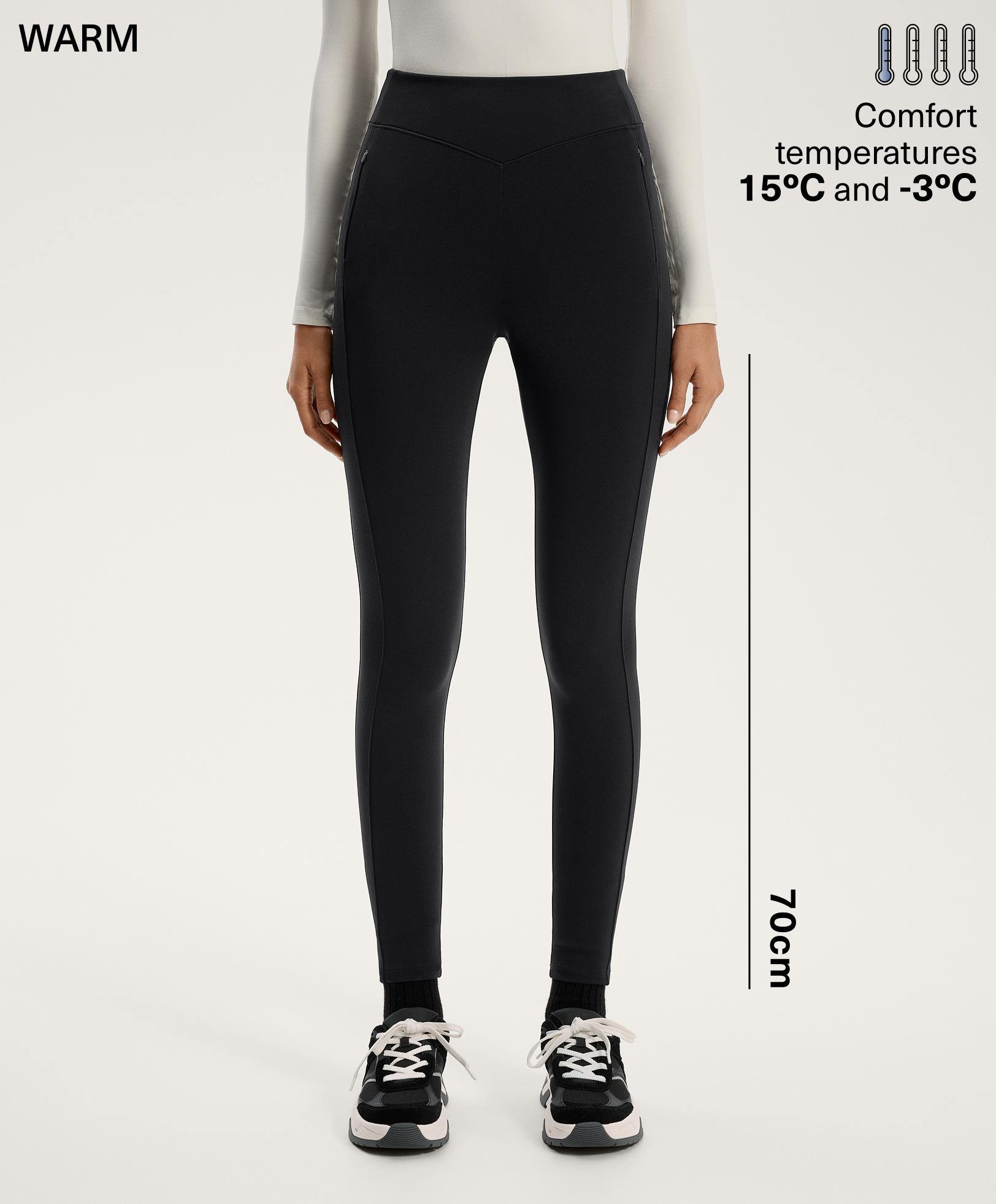 Warm high-rise ankle-length leggings with pockets 70 cm - Sale