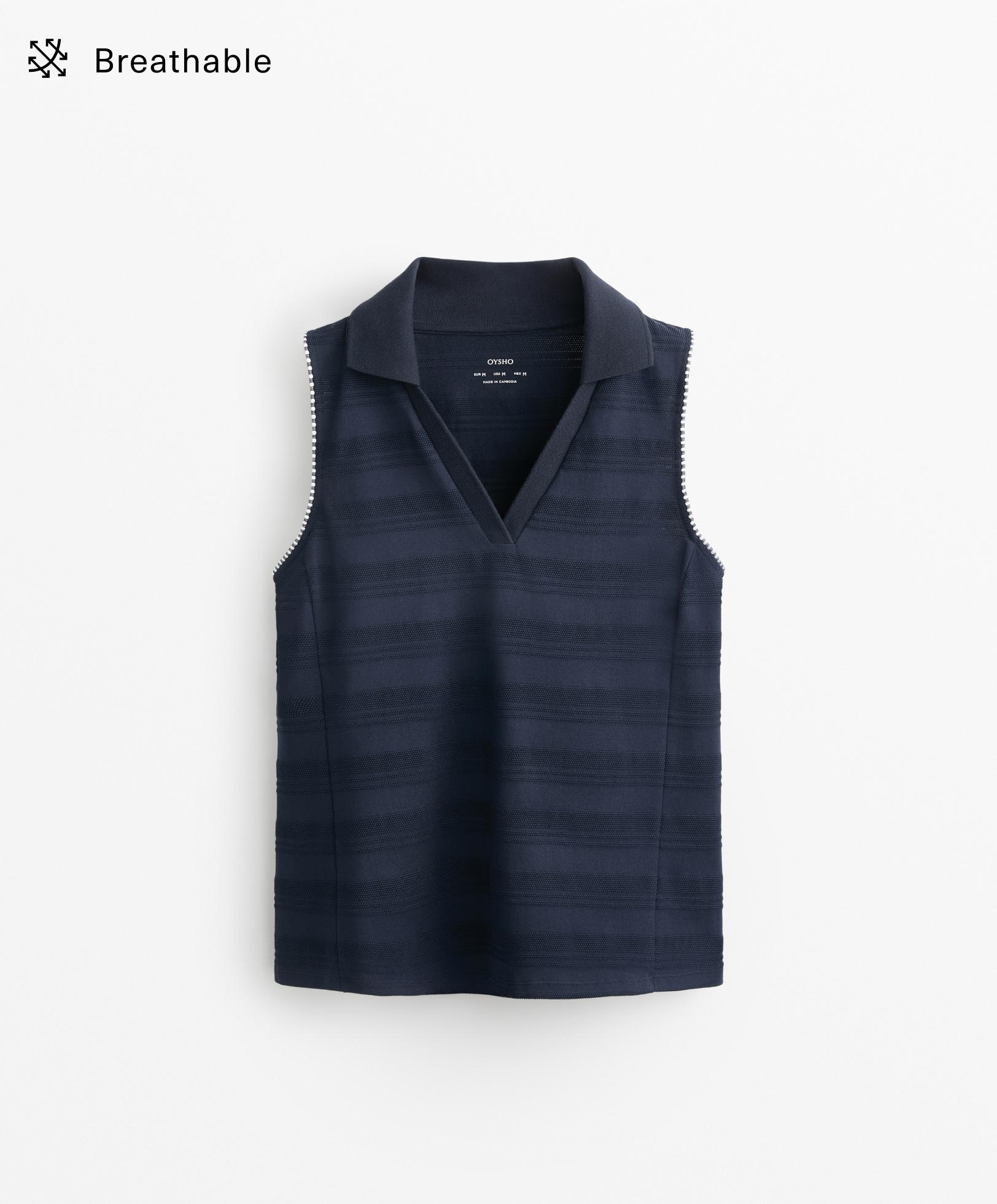 Polo sin mangas jacquard