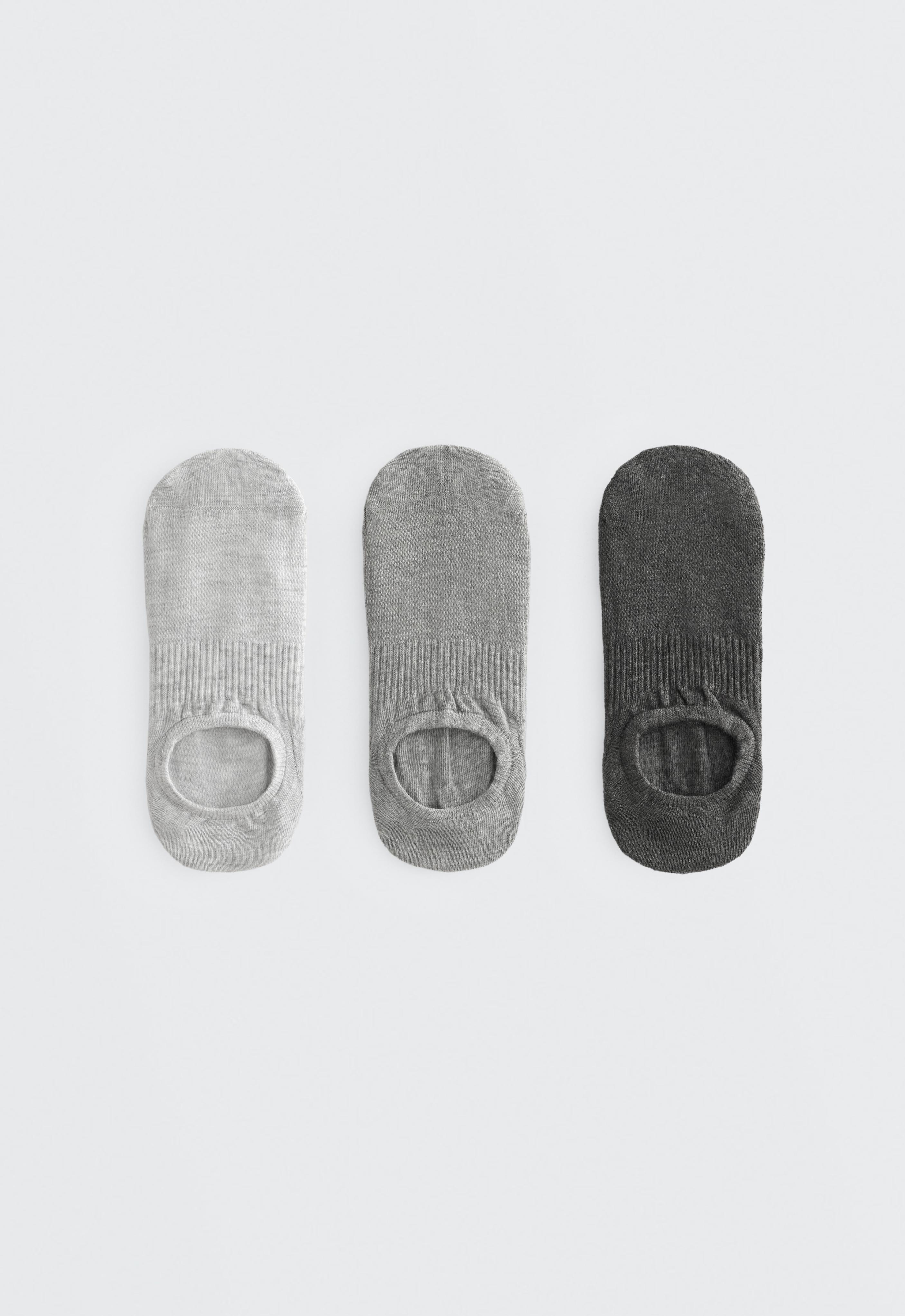 3 pairs of high-cut cotton blend invisible sports socks — PALE GREY MELANGE