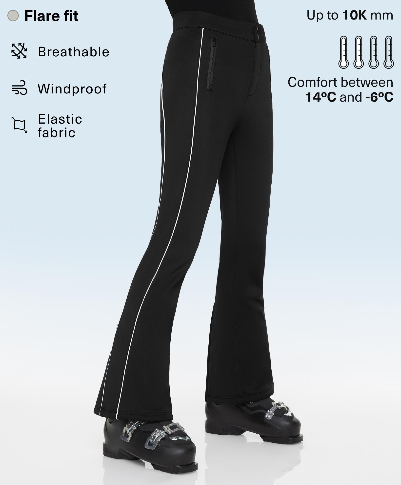 Water-resistant SKI flare trousers with piping