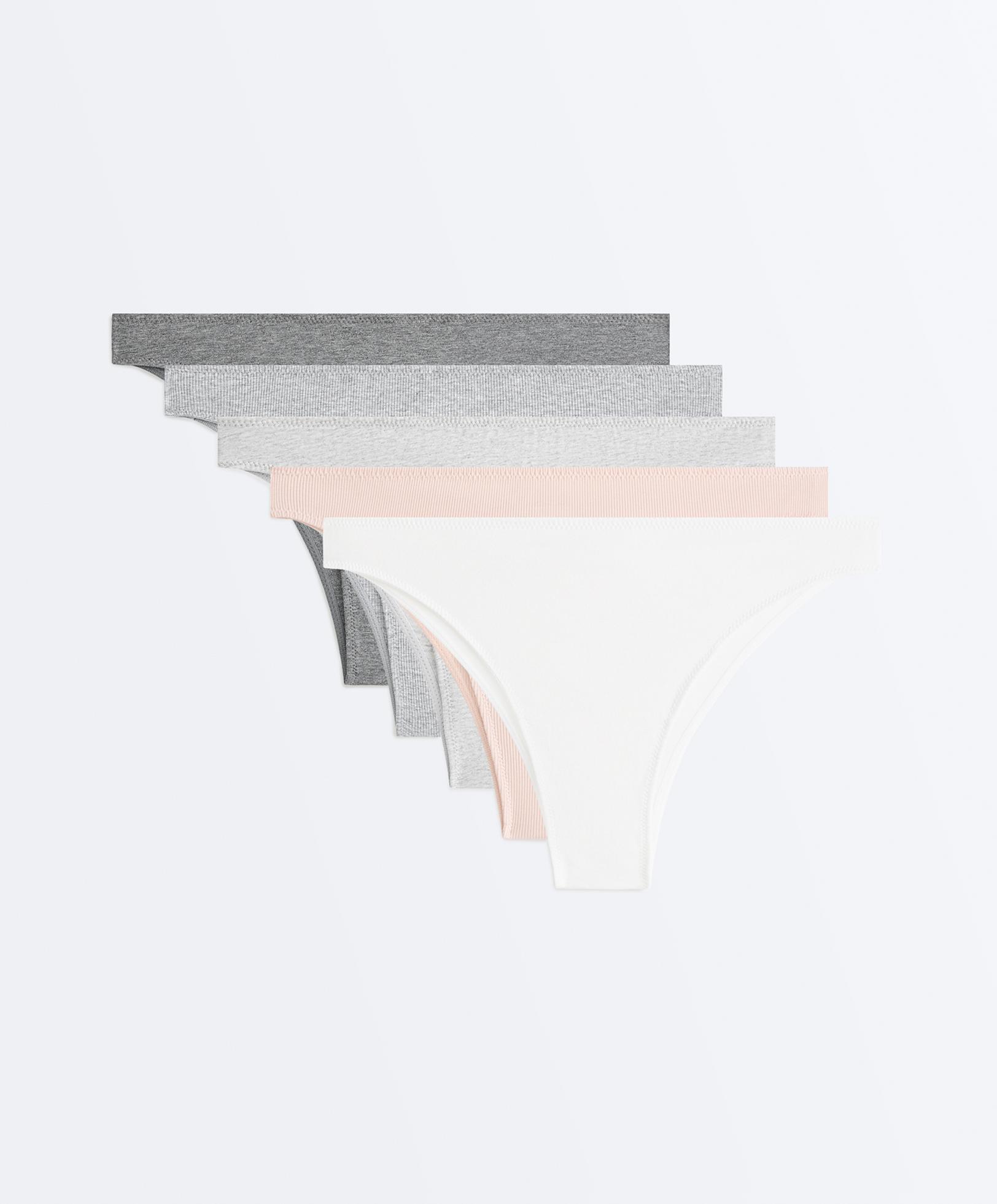 5 rib cotton blend Brazilian briefs — GREY MELANGE