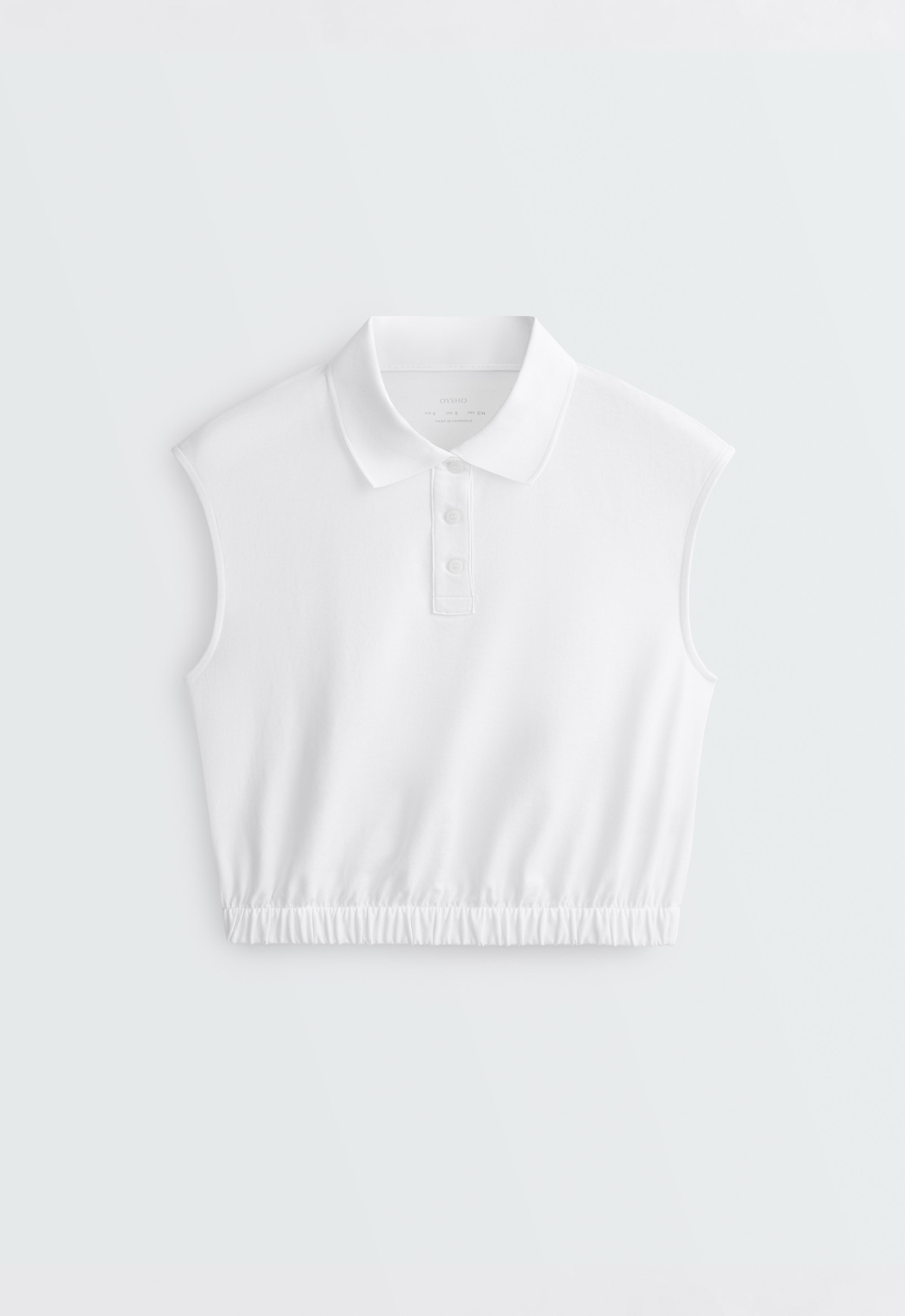 Sleeveless piqué cotton polo shirt — WHITE 