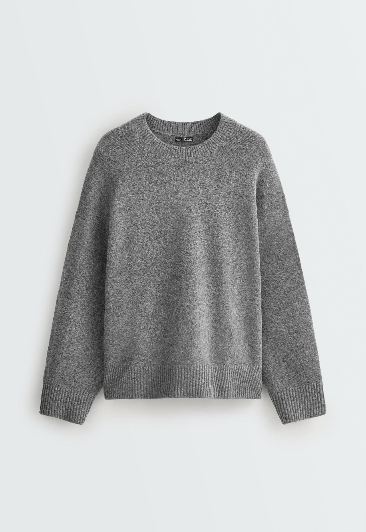 Knit round-neck jumper — MOTTLED GREY MELANGE