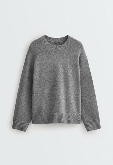 Knit round-neck jumper — MOTTLED GREY MELANGE 5