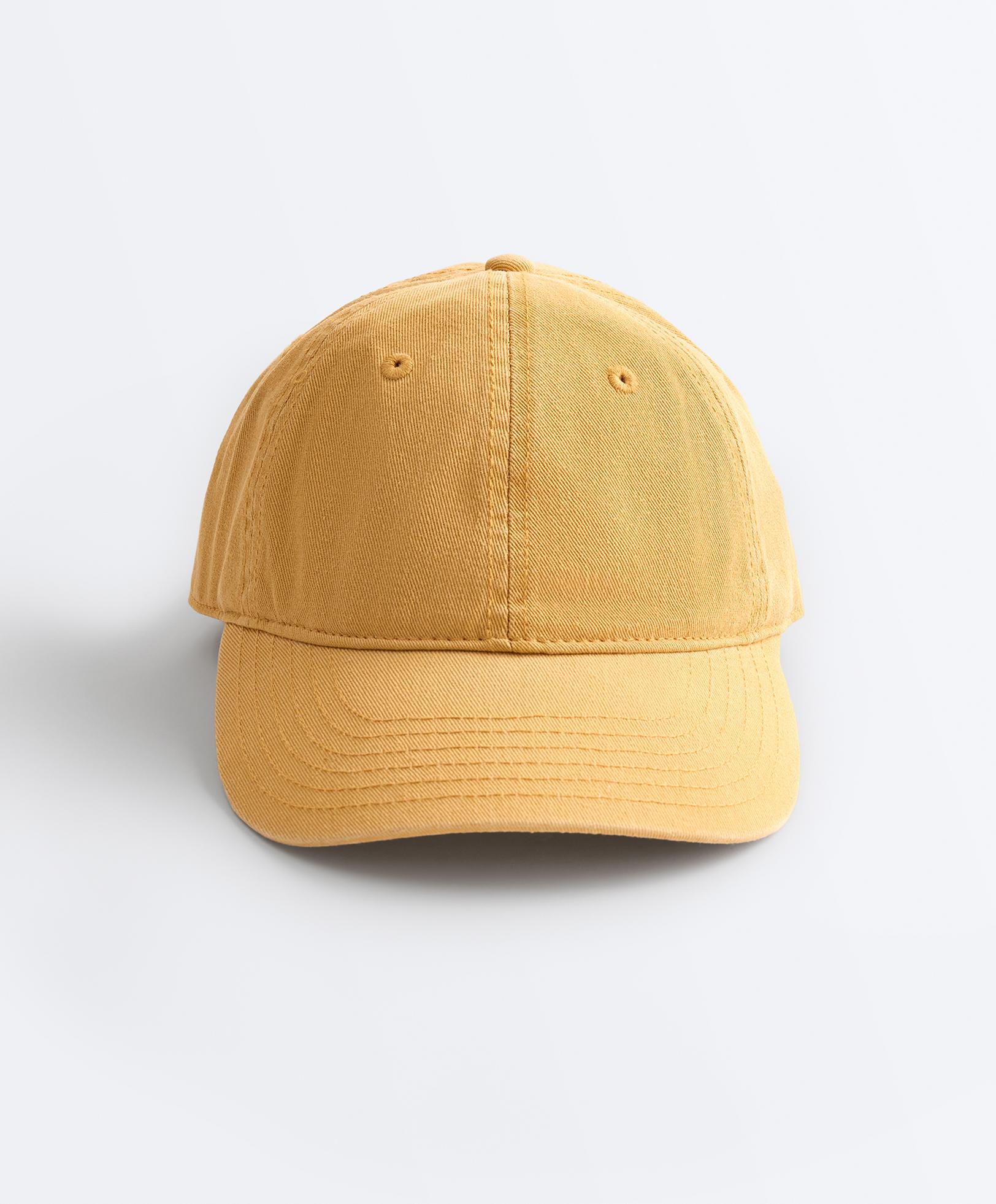 Washed-effect 100% cotton cap — MUSTARD