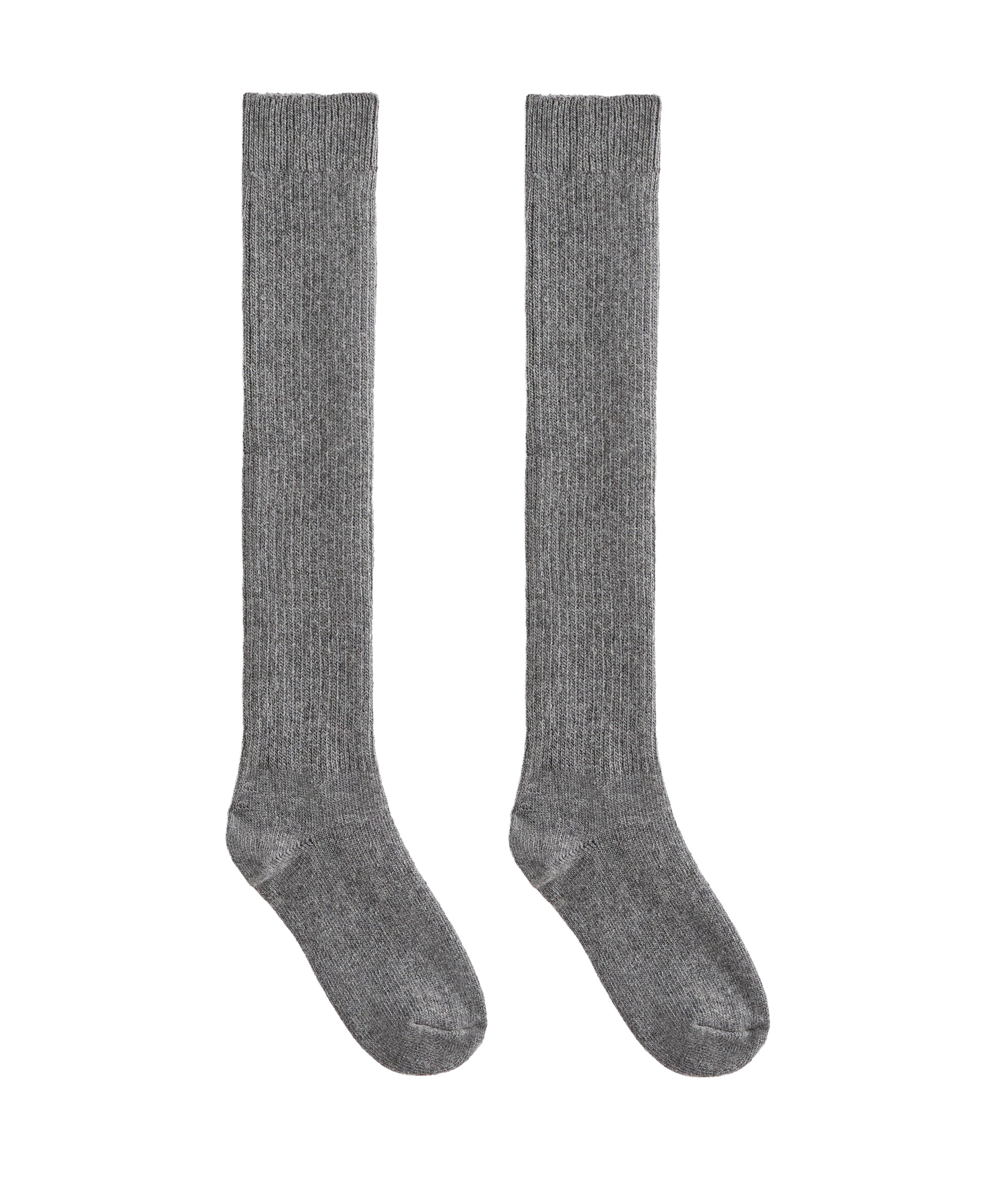 18% cashmere 13% wool long socks — DARK-GREY MELANGE