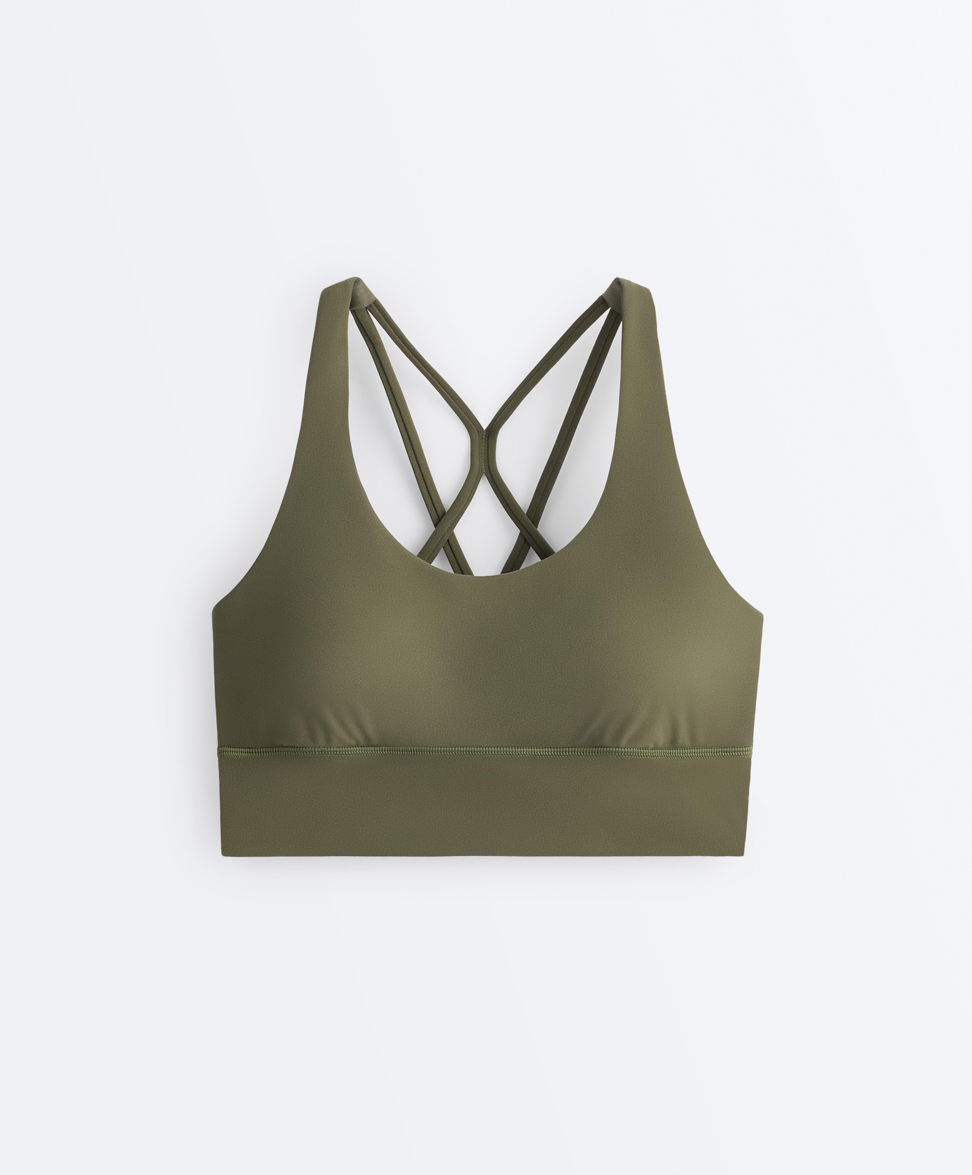 Medium-support Comfortlux sports bra with cups — KHAKI