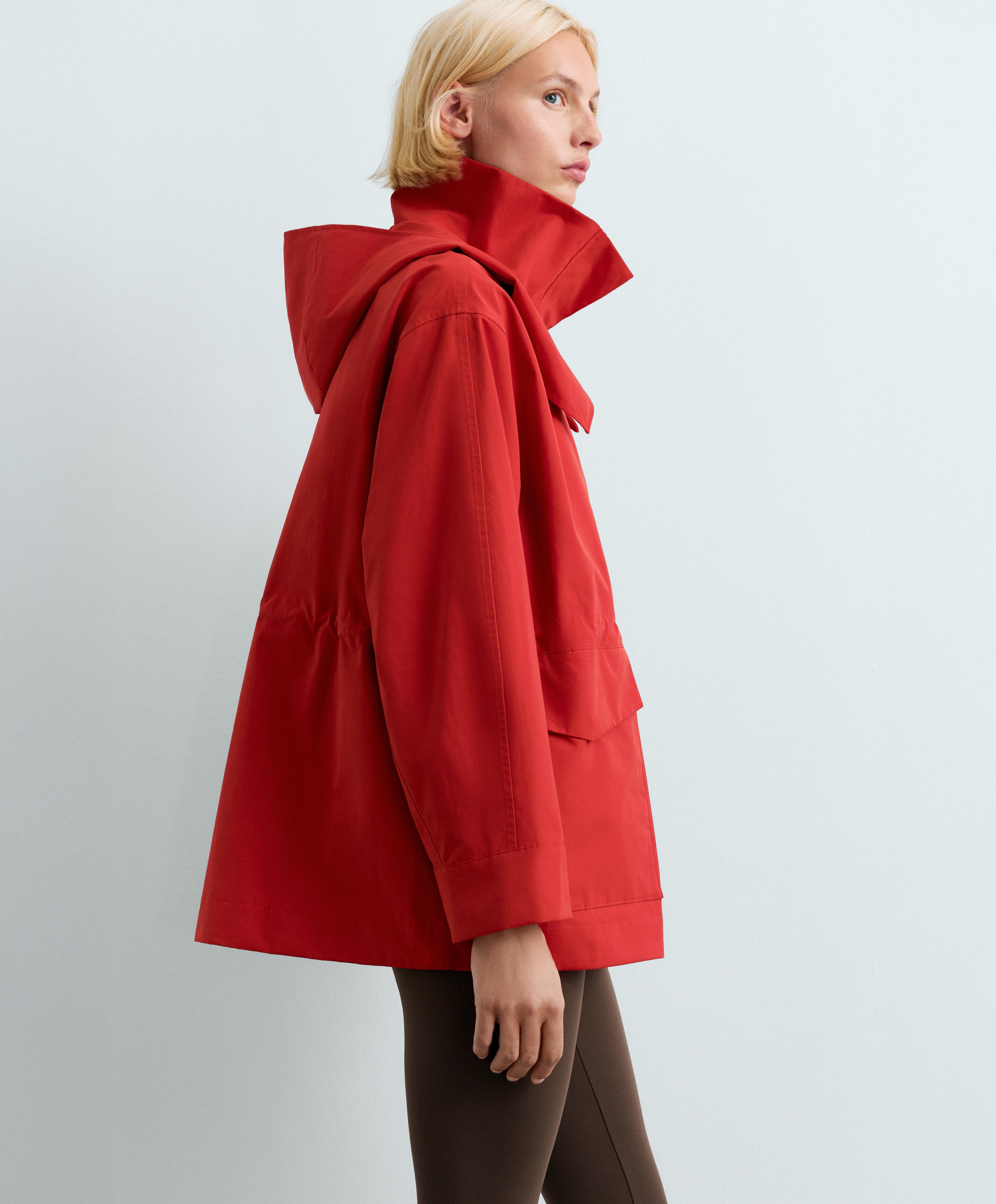 A-line 10k waterproof cotton jacket — GERANIUM RED