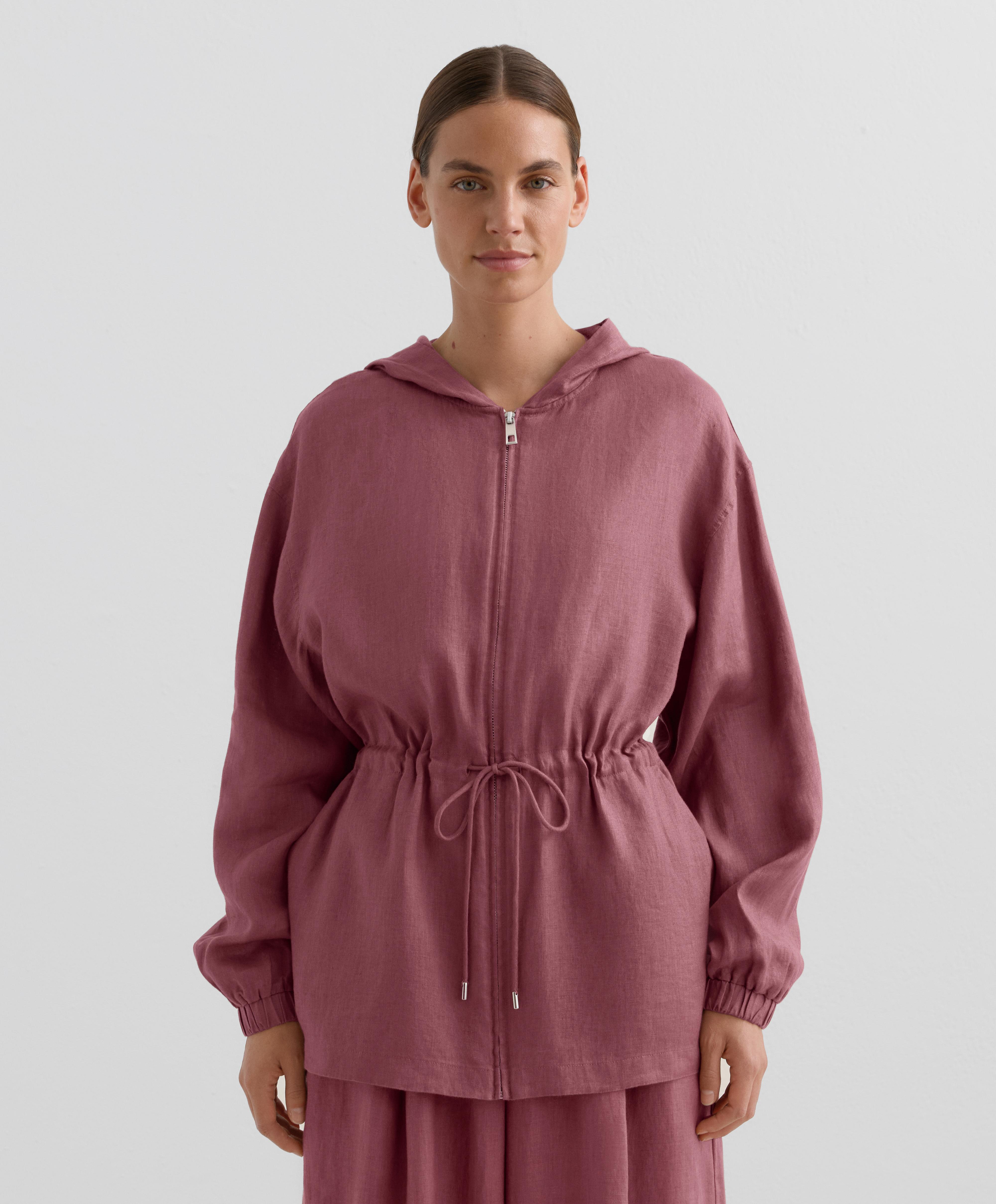 Long hooded jacket in 100% linen - Sale Long hooded jacket in 100% linen - Sale