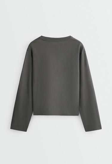 Relaxed long-sleeve 100% cotton t-shirt with text — CHARCOAL GREY 6